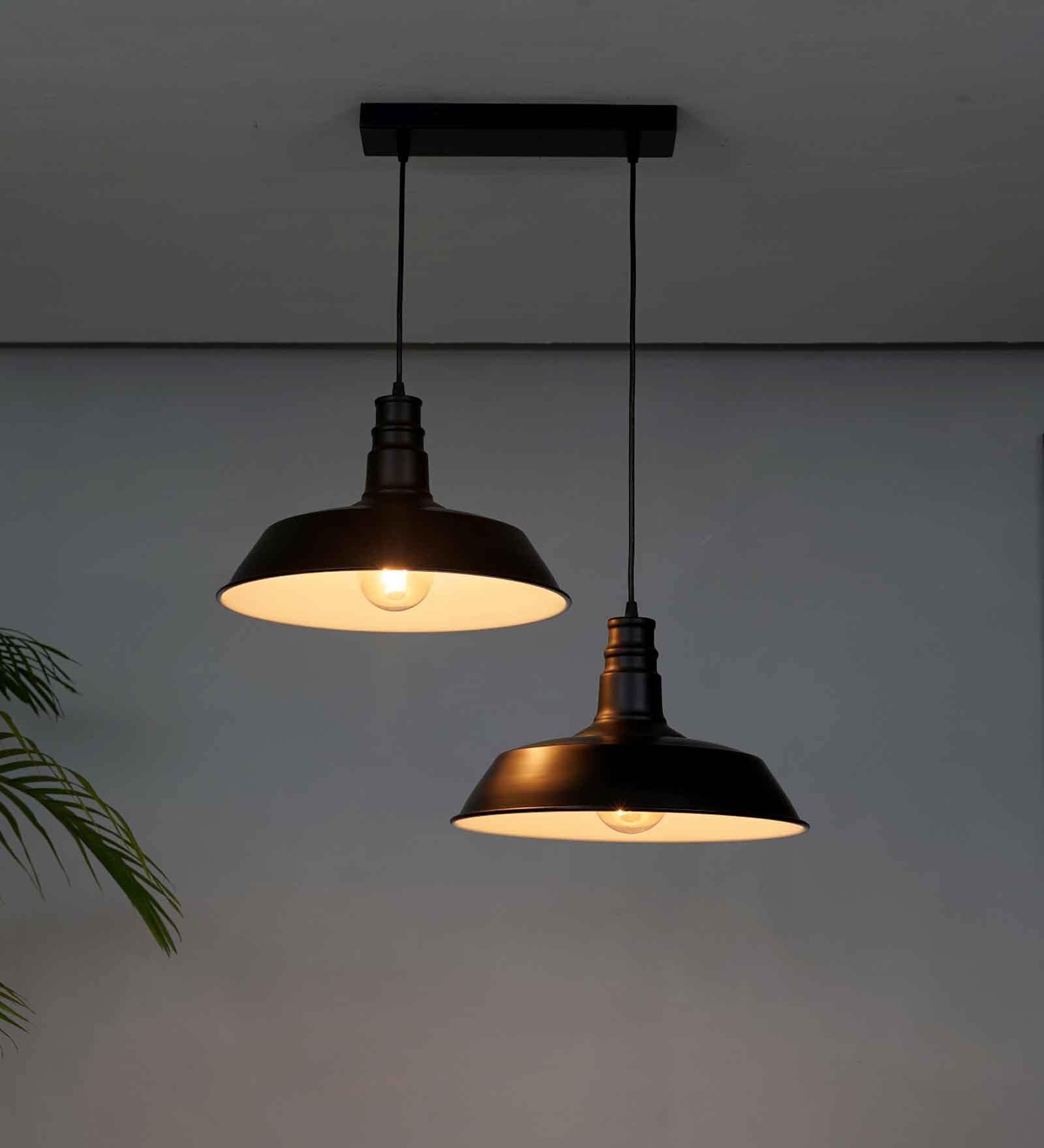 Eleora 2 Light Matt Black Metal Pendant Light