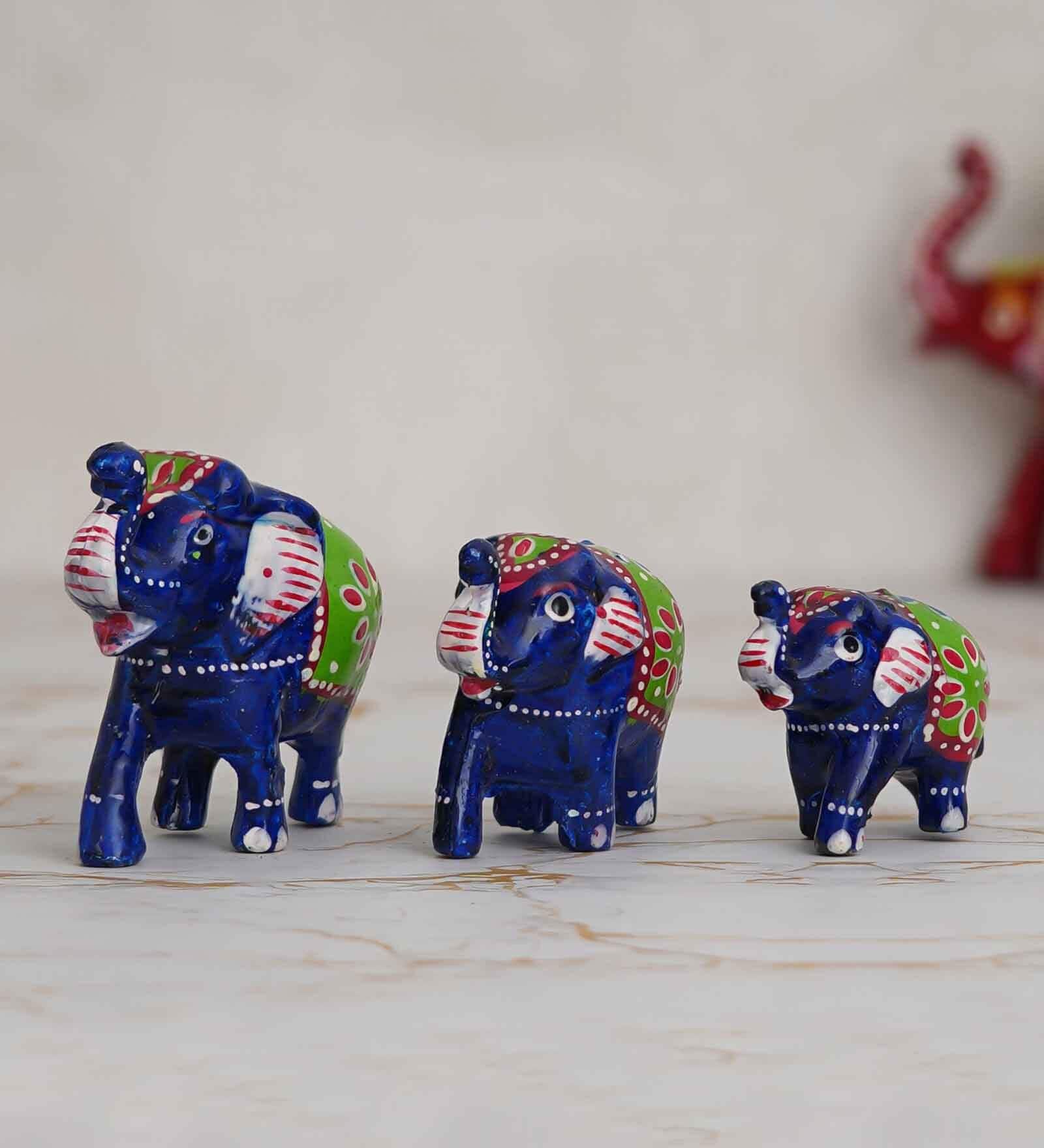 Elephant Blue Plastic (Set of 3) Animal Figurines