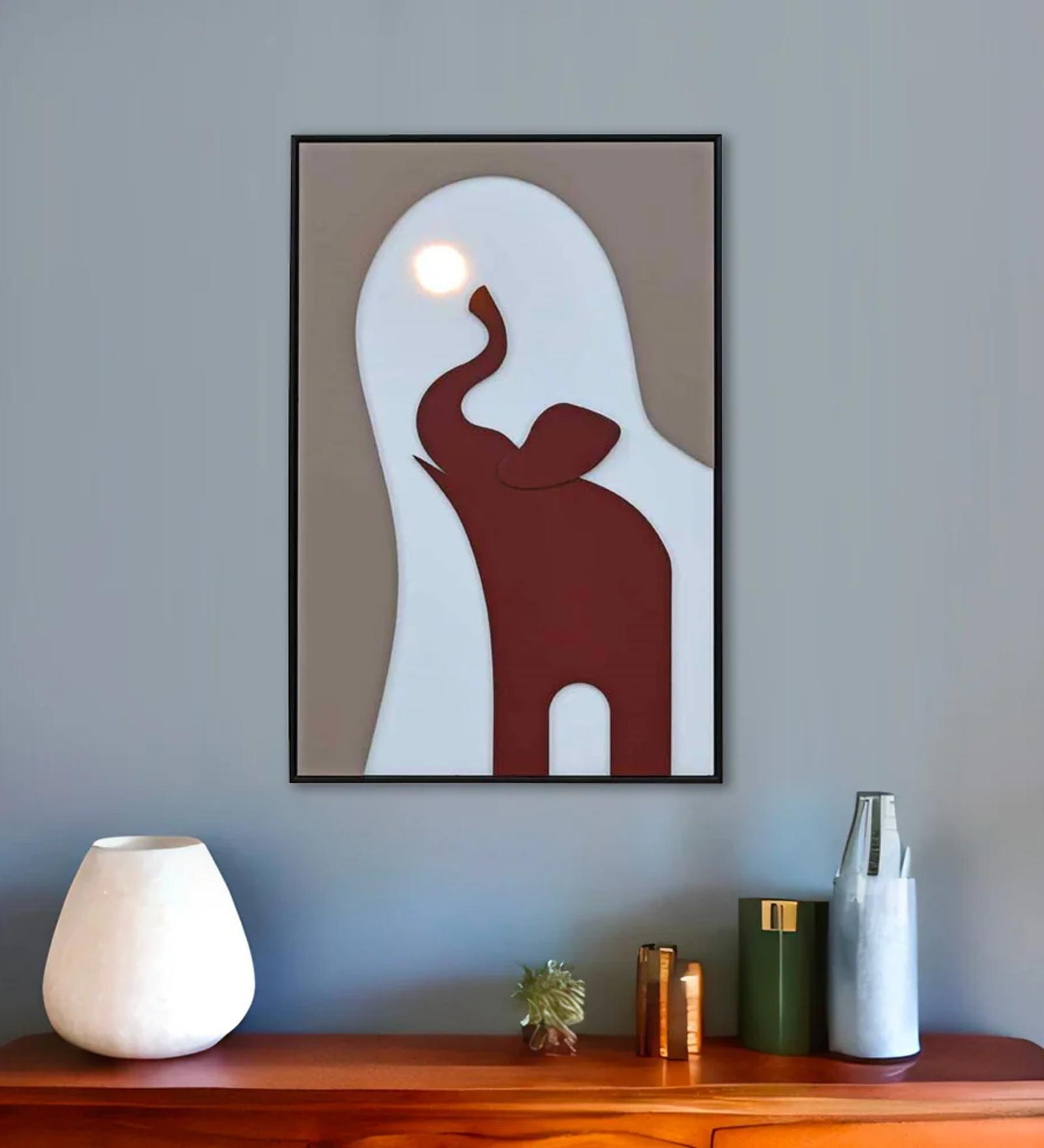 Elephant Brown Engineered Wood Wall Decor
