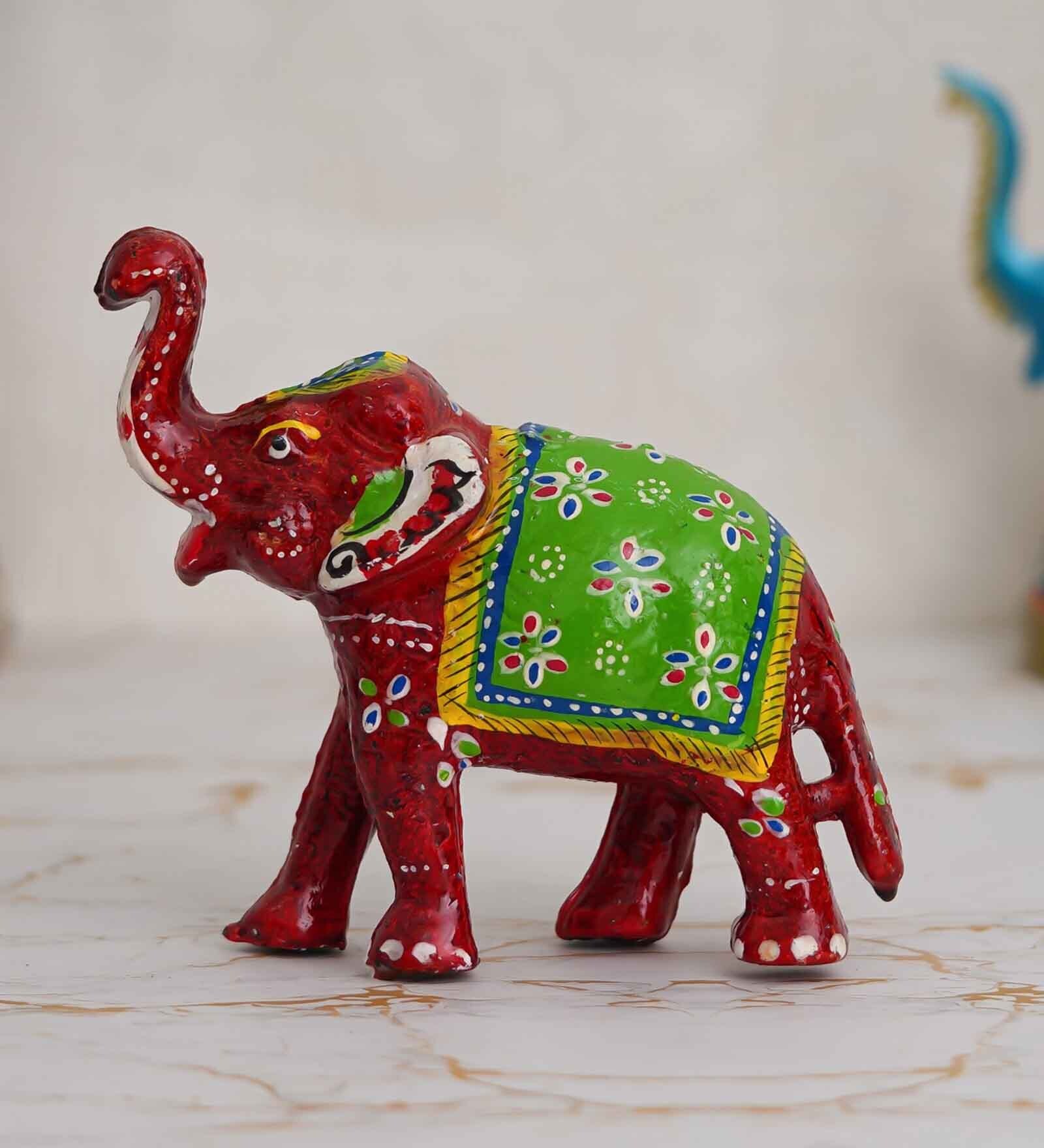 Elephant Red Plastic Figurine