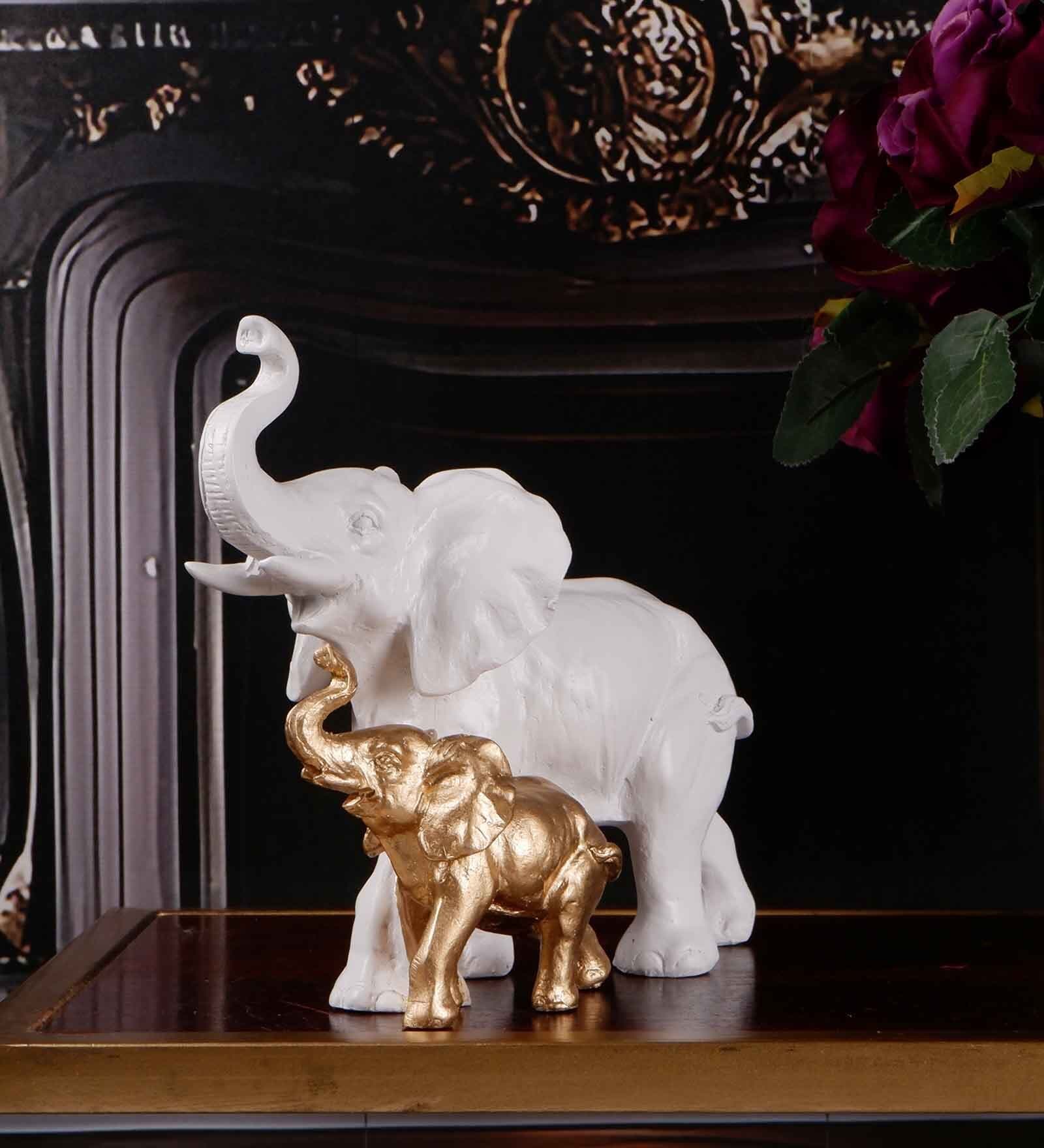 Buy Elephant White & Gold Polyresin Figurine at 42% OFF by The White ...