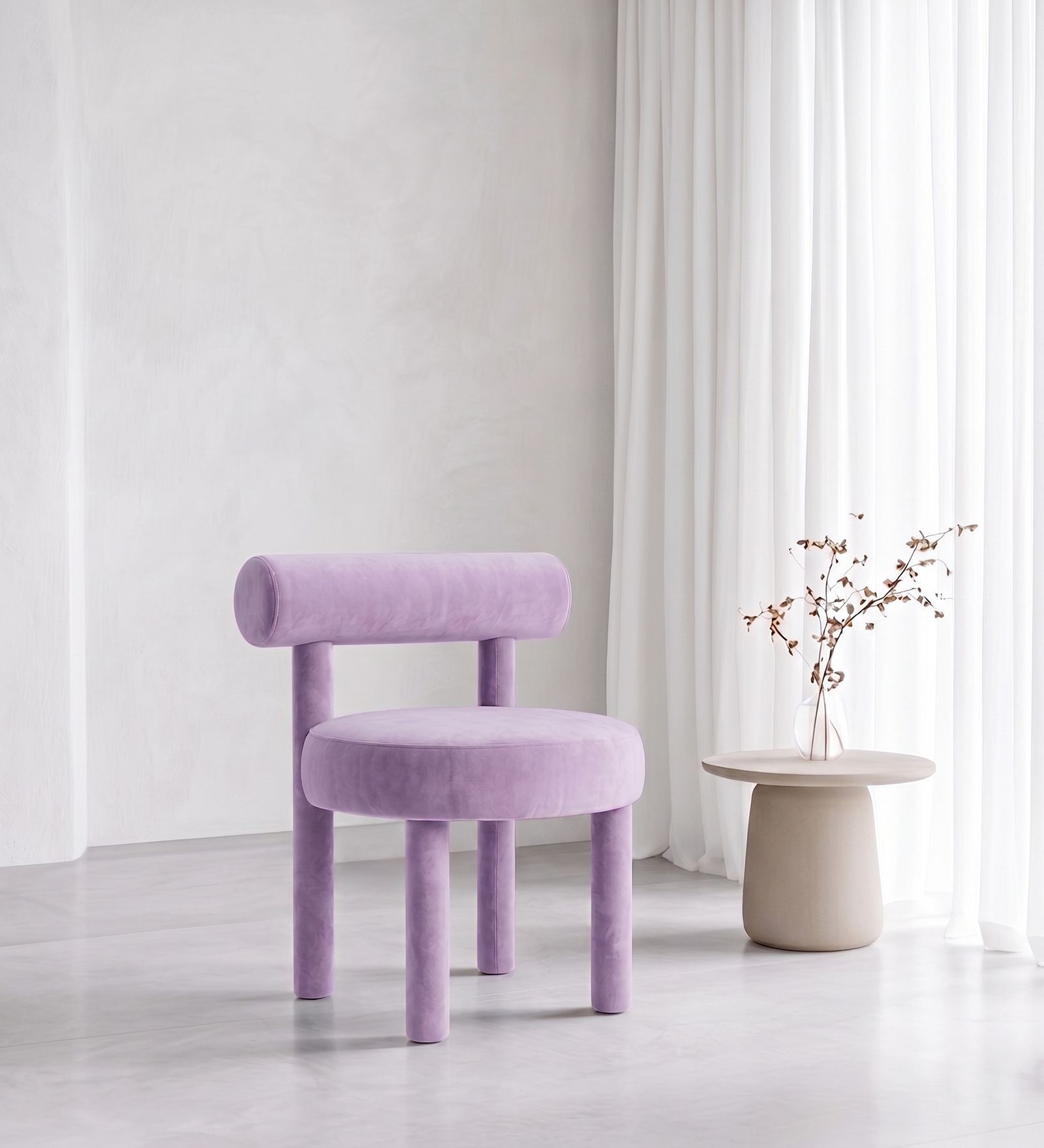 Elevara Cylinder Dining Chair In Blush Pink Colour