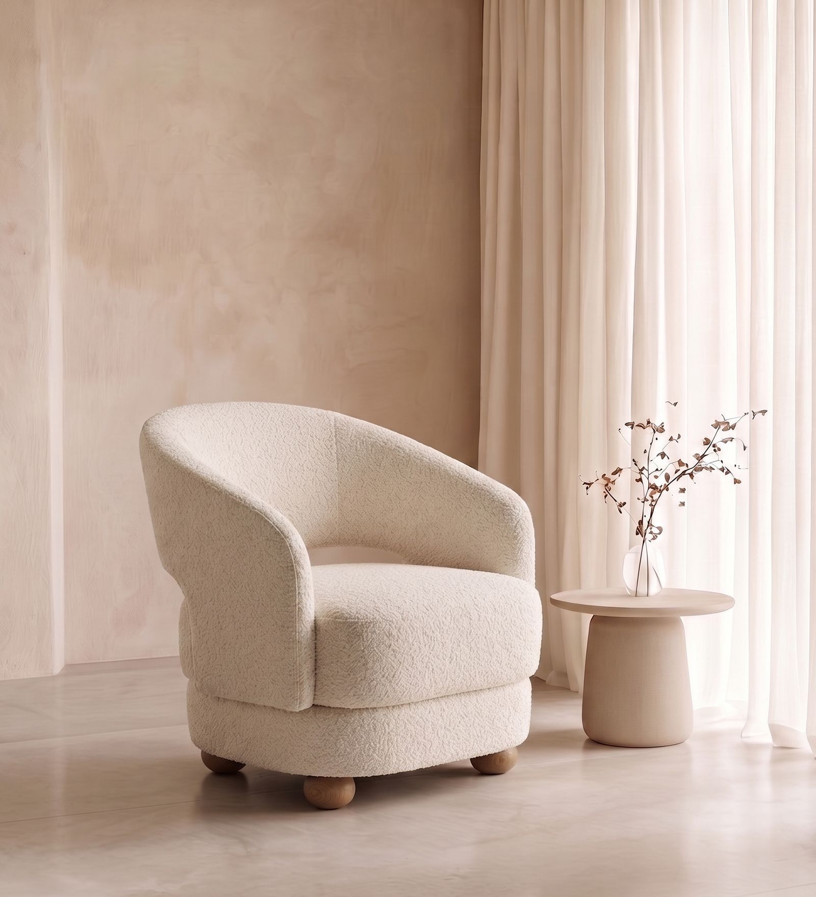 Elevara Petite Lounge Chair In Ivory Colour