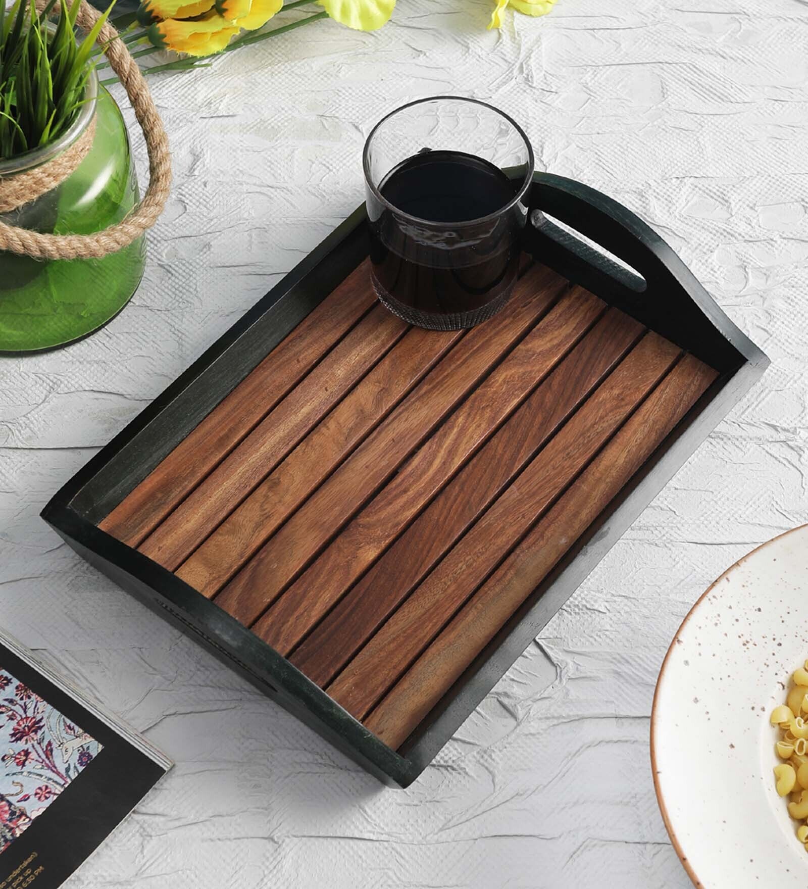 Elia Brown & Black Sheesham Wood Serving Tray