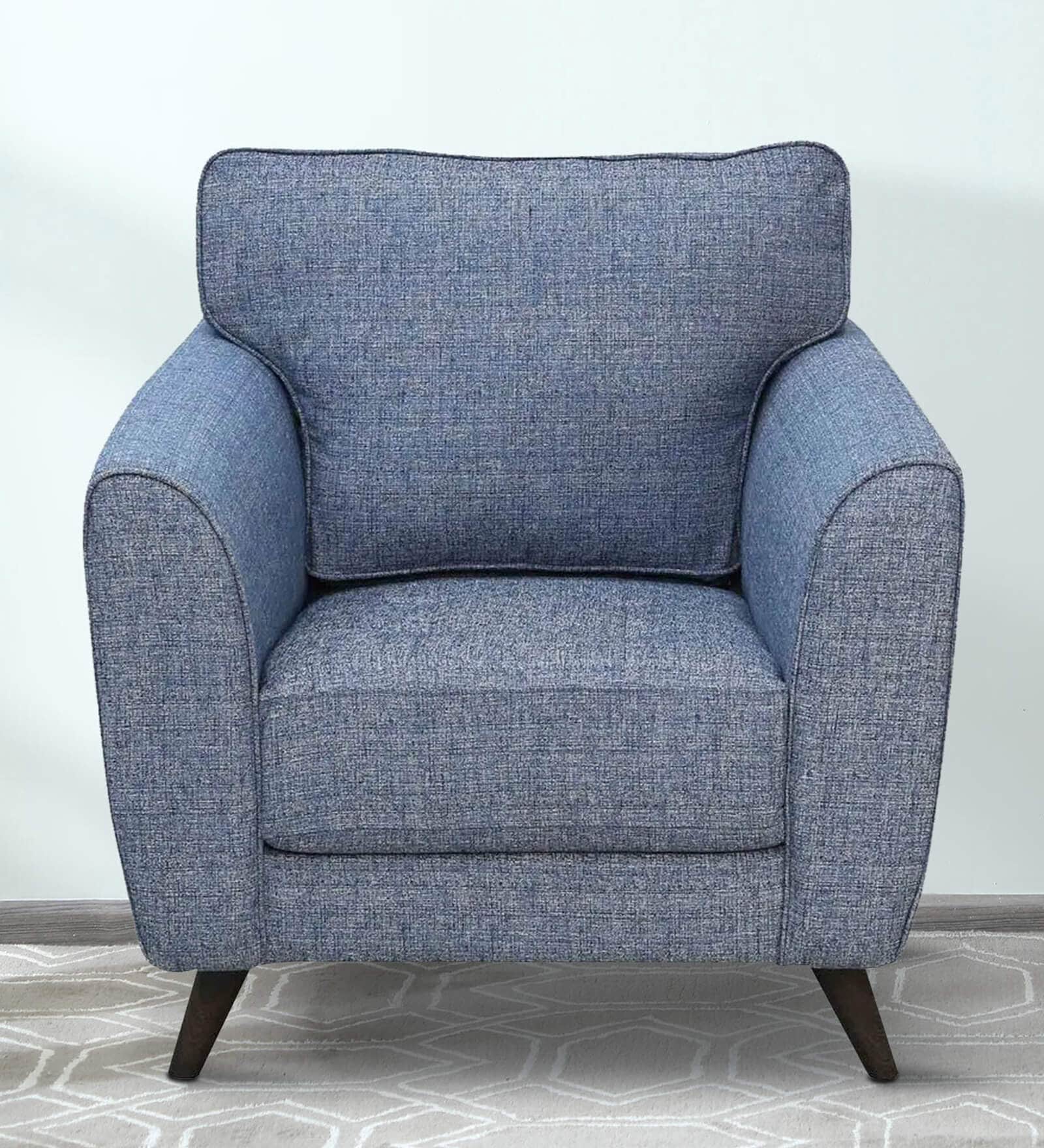 Elina Fabric 1 Seater Sofa In Blue Colour
