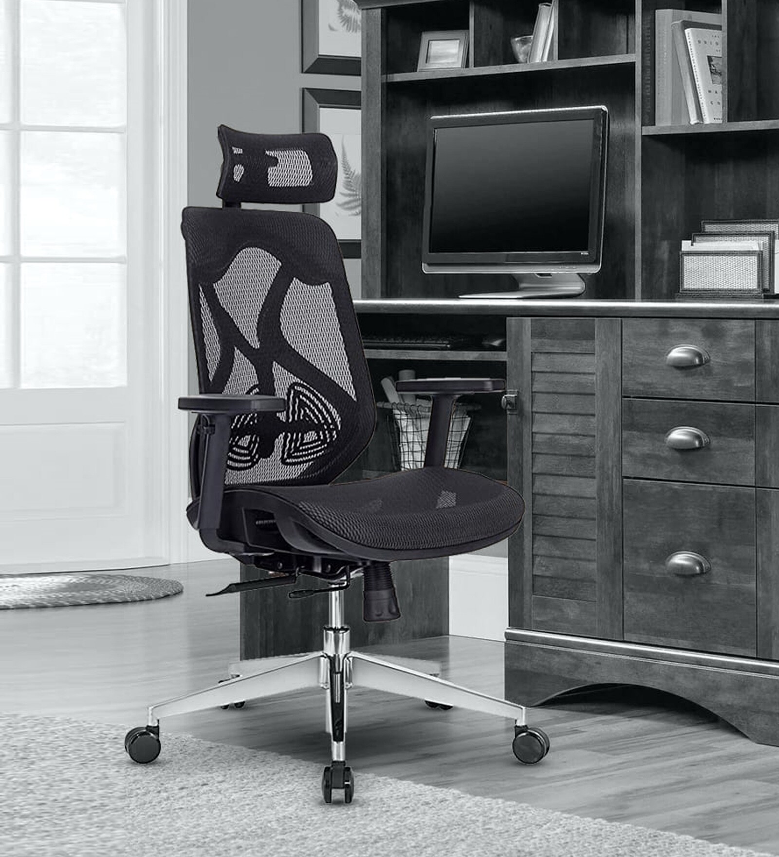 Buy Elira High Back Ergonomic Chair In Black Colour at 40 OFF by