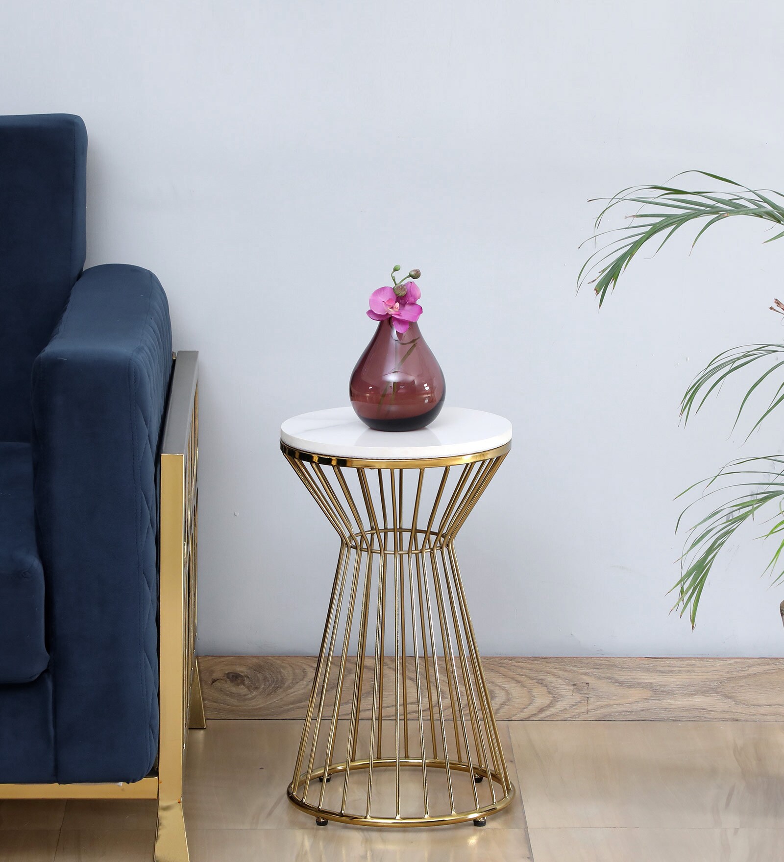 Elista Metal End Table with White Porcelain Top
