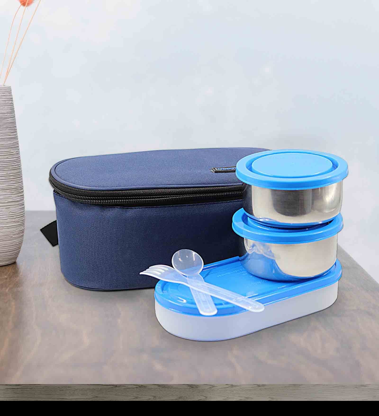 Elite  Blue Stainless steel  3 Container Lunch Box