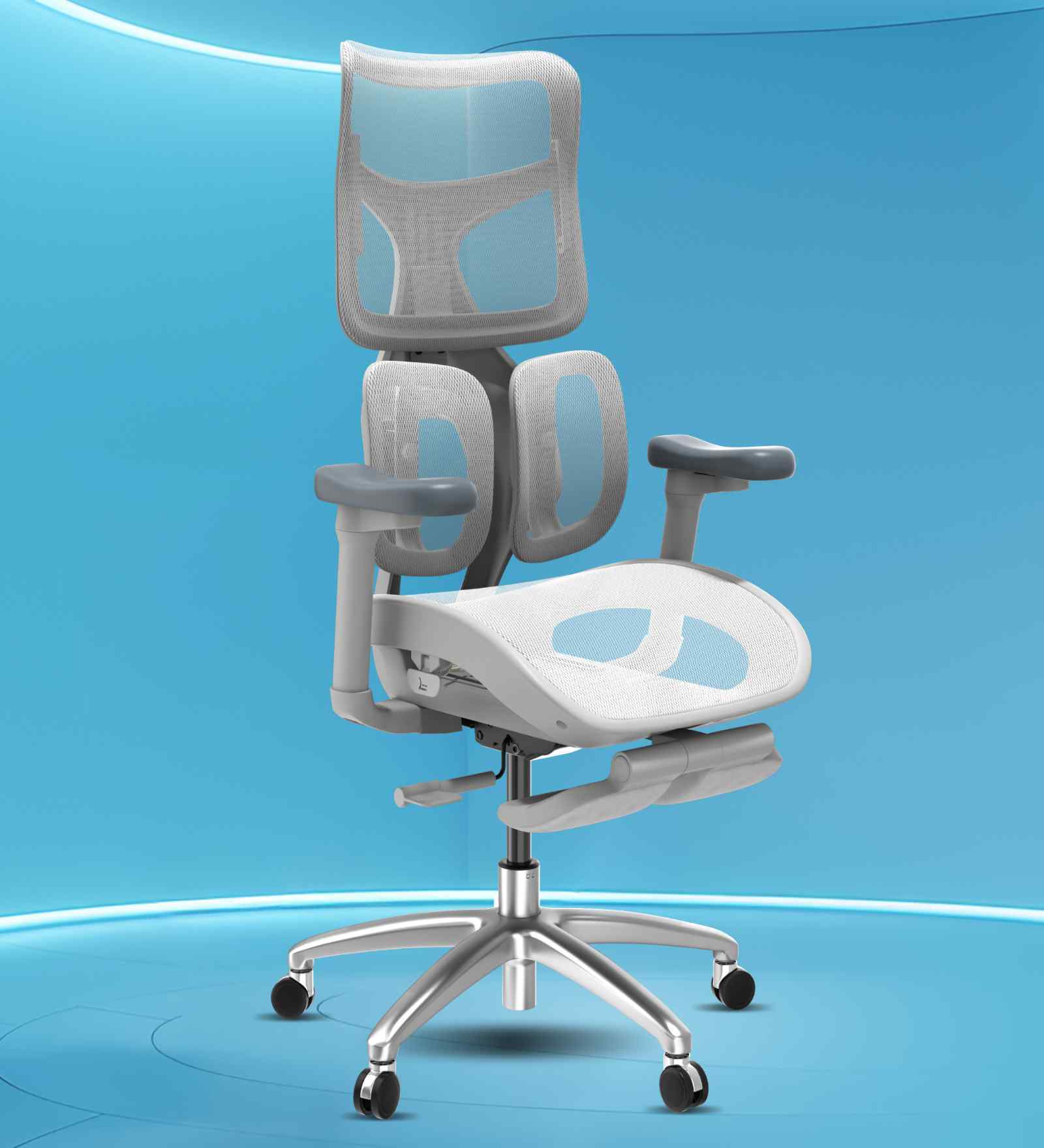 Elite Breathable Mesh Ergonomic Chair In Grey Colour