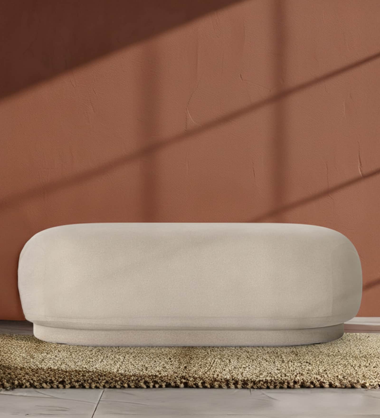 Elite Elegance Suede Ottoman Bench In Grey Colour