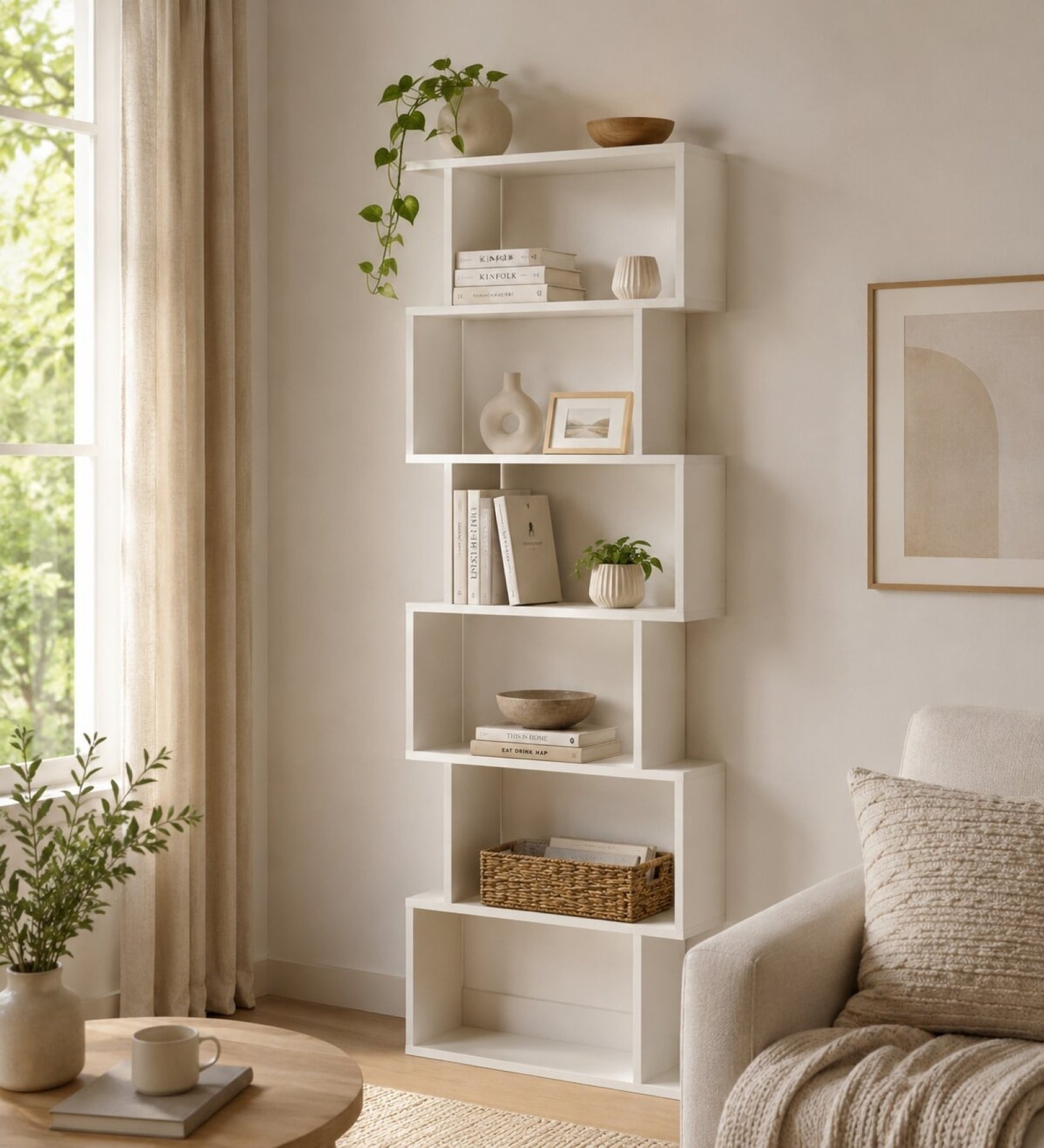 Elite Harmony Contemporary Book Shelf In Off White Finish
