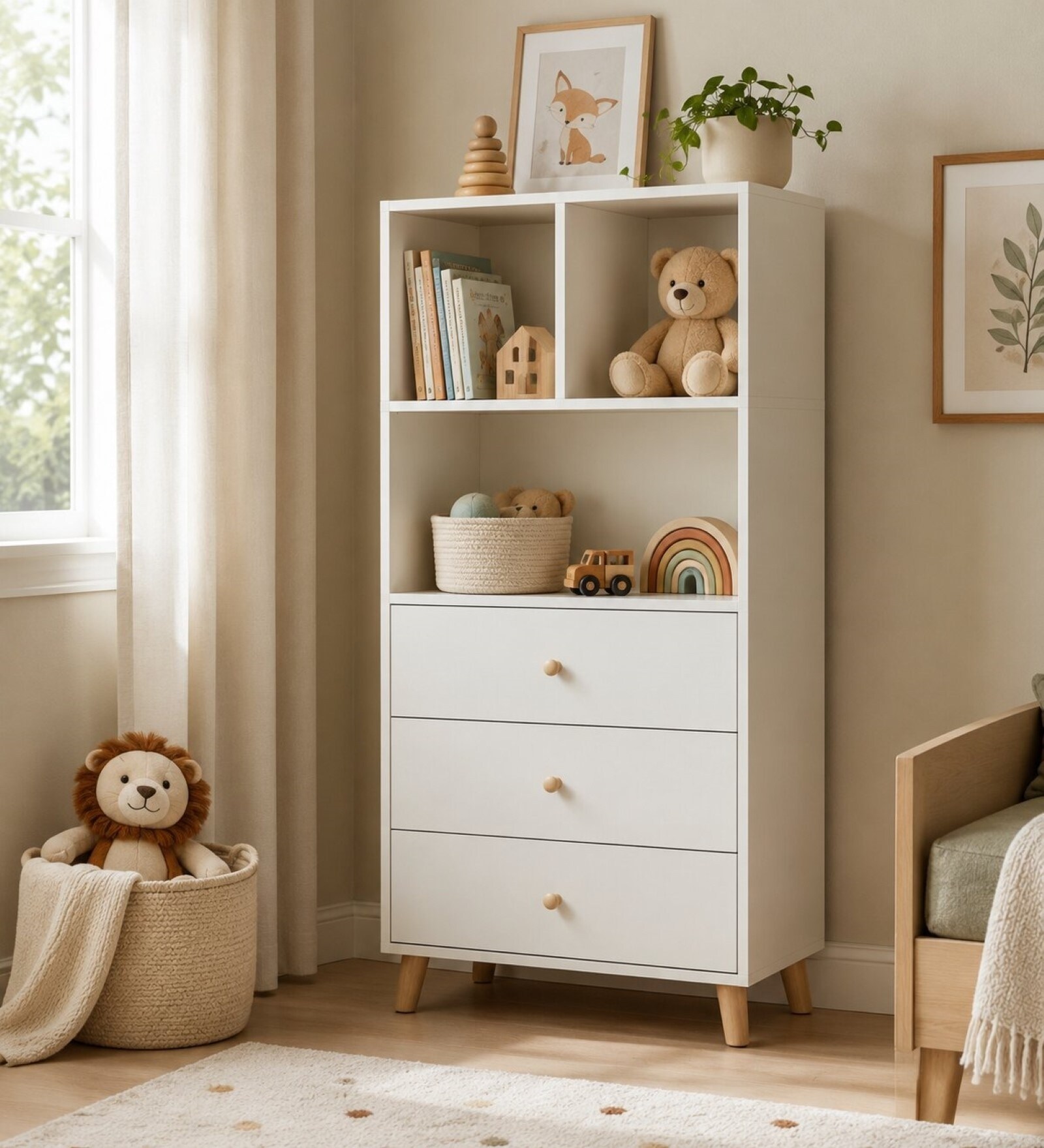 Elite Harmony Contemporary Book Shelf In Off White Finish