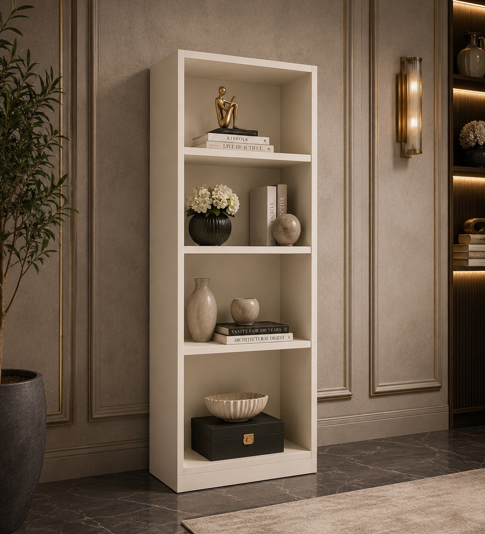 Elite Harmony Contemporary Book Shelf In Off White Finish