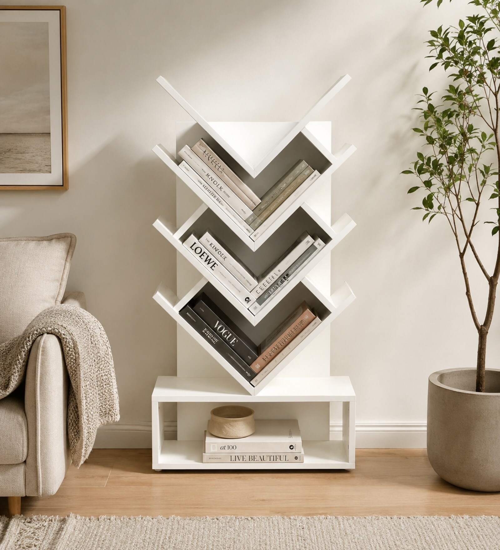 Elite Harmony Contemporary Book Shelf In Off White Finish