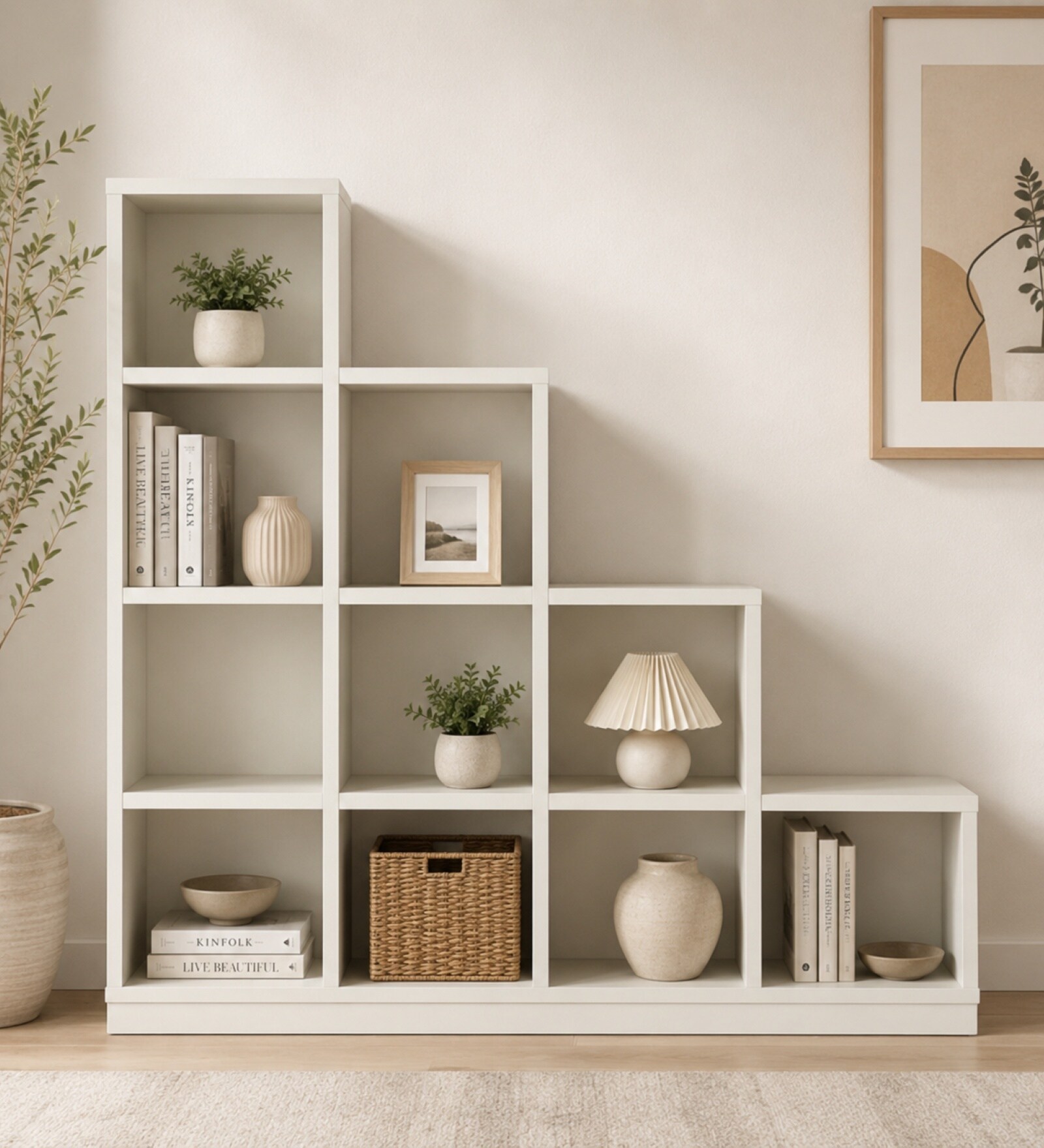 Elite Harmony Contemporary Book Shelf In Off White Finish