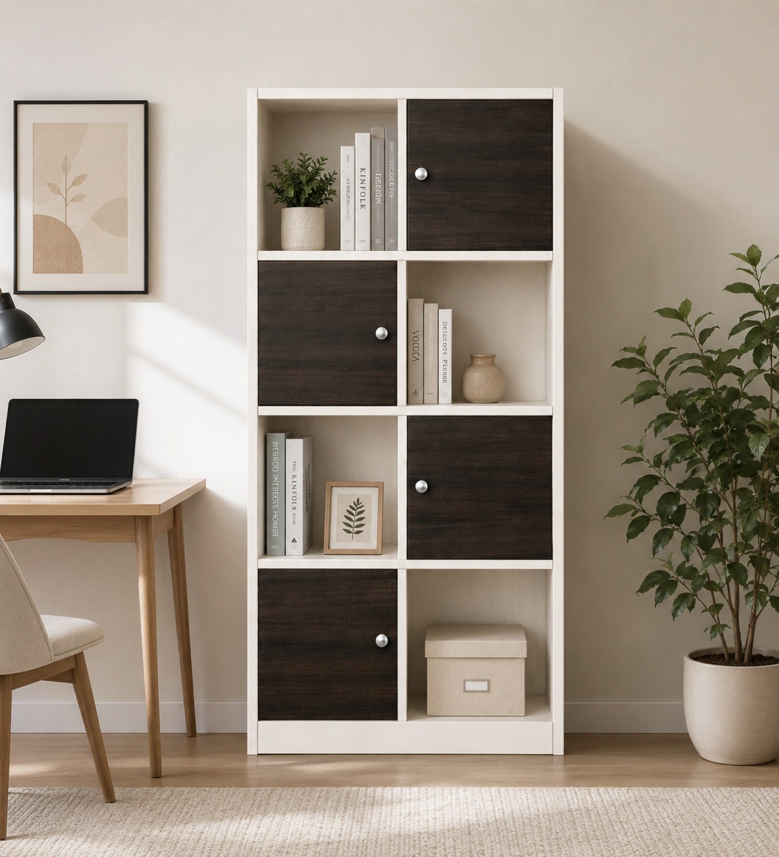 Elite Harmony Contemporary Book Shelf In Off White Finish