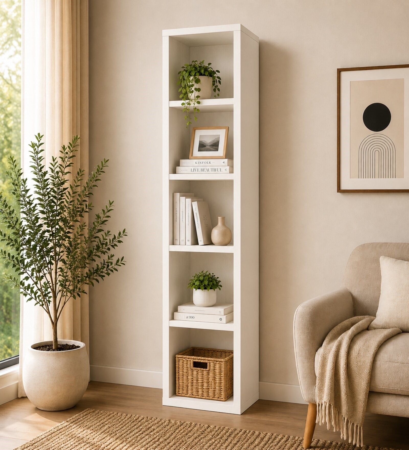 Elite Harmony Contemporary Book Shelf In Off White Finish