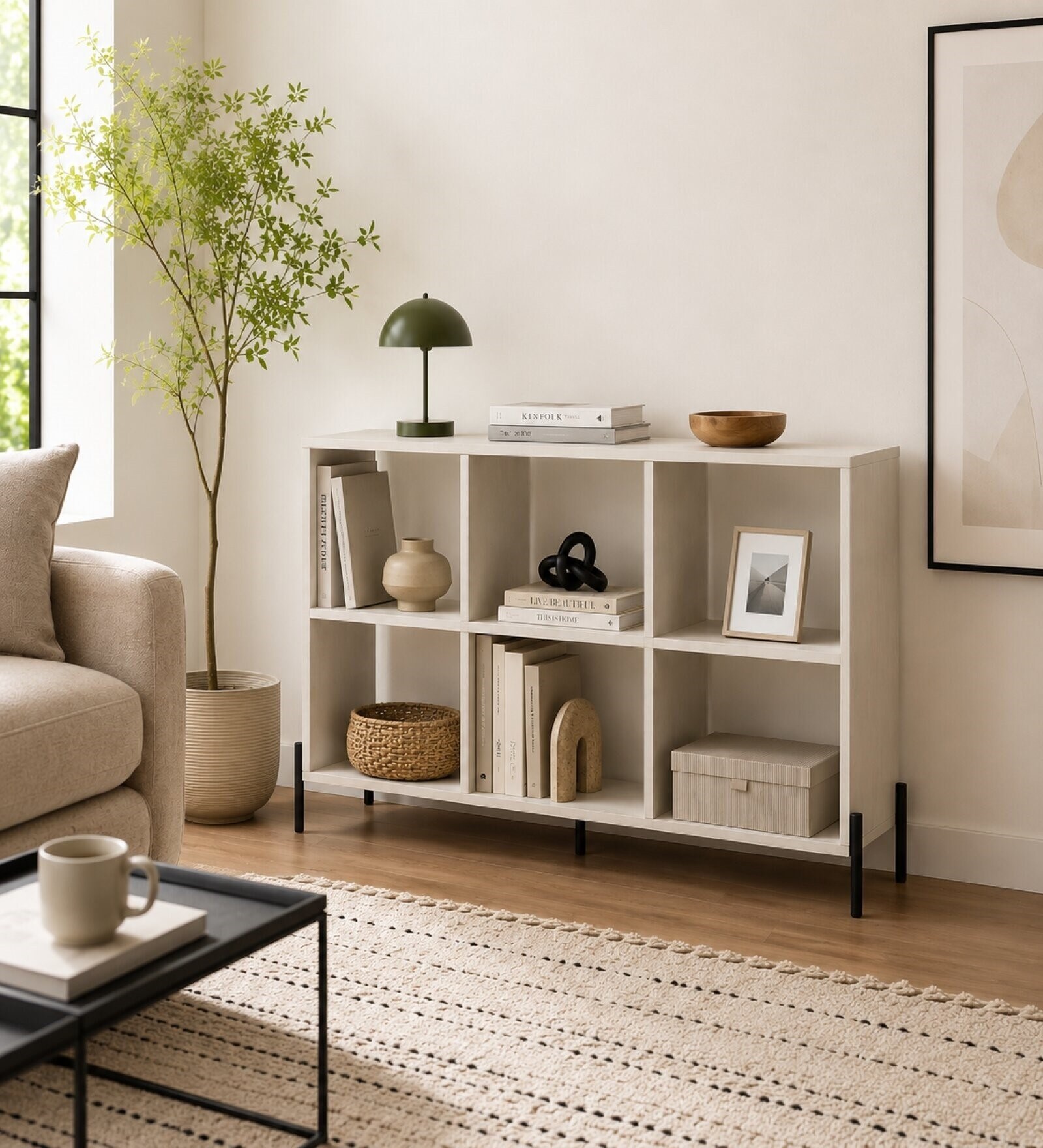 Elite Harmony Contemporary Book Shelf In Off White Finish