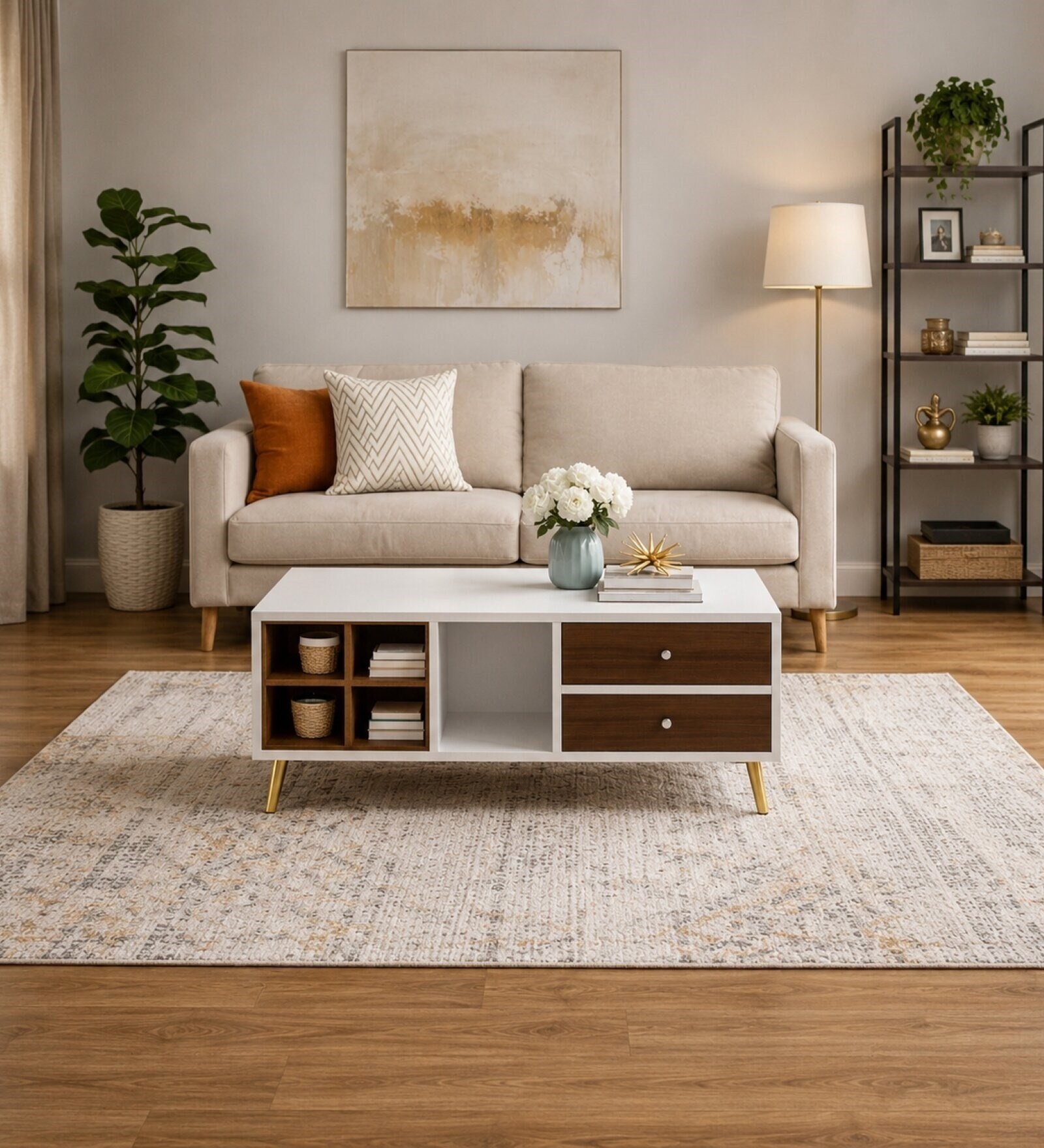 Elite Harmony Contemporary Luxury Centre Table In Off White Finish