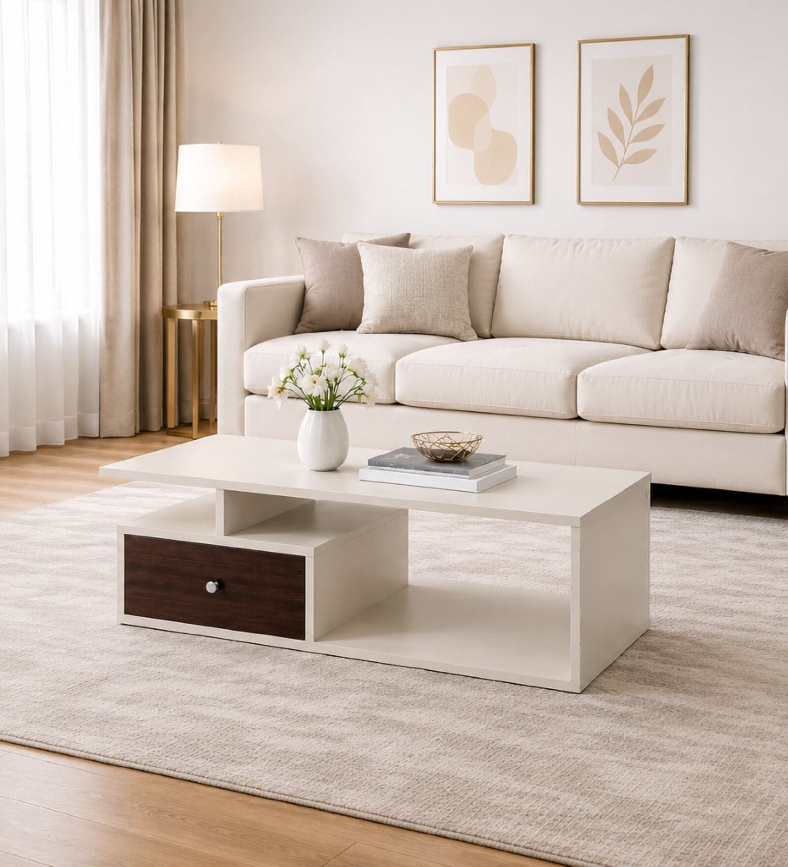 Elite Harmony Contemporary Luxury Centre Table In Off White Finish