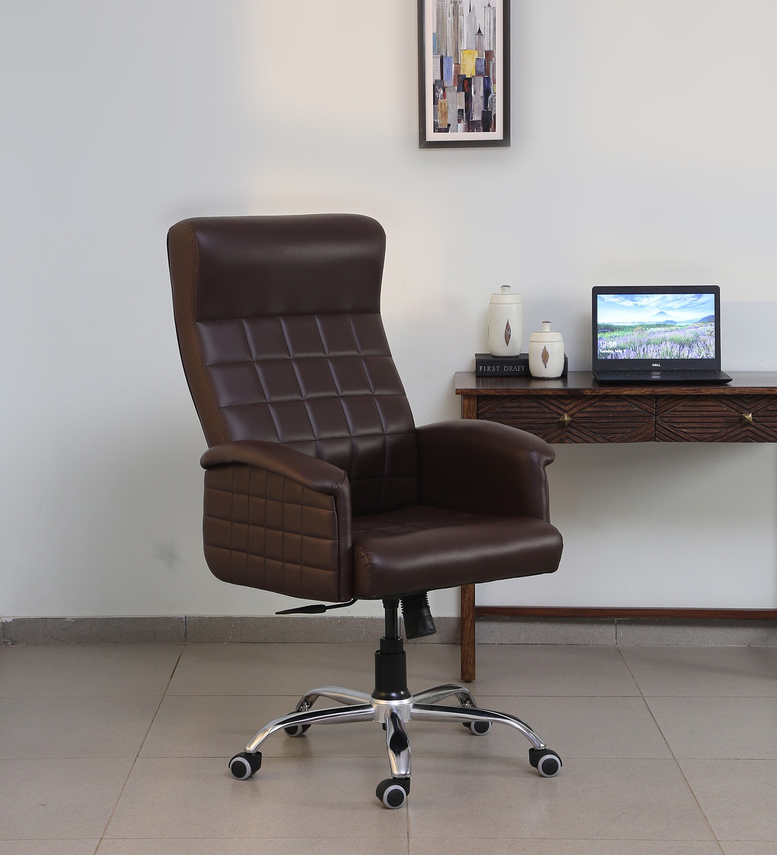 Buy Elite High Back Leatherette Executive Chair in Brown Colour at 55% ...