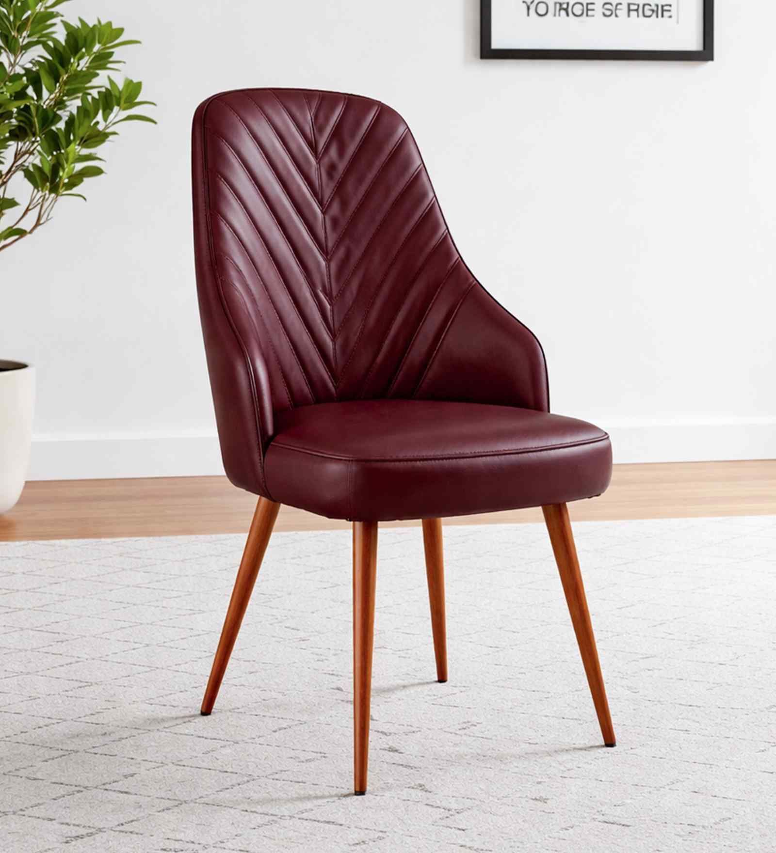 Elite Leatherette Dining Chair In Brown Colour