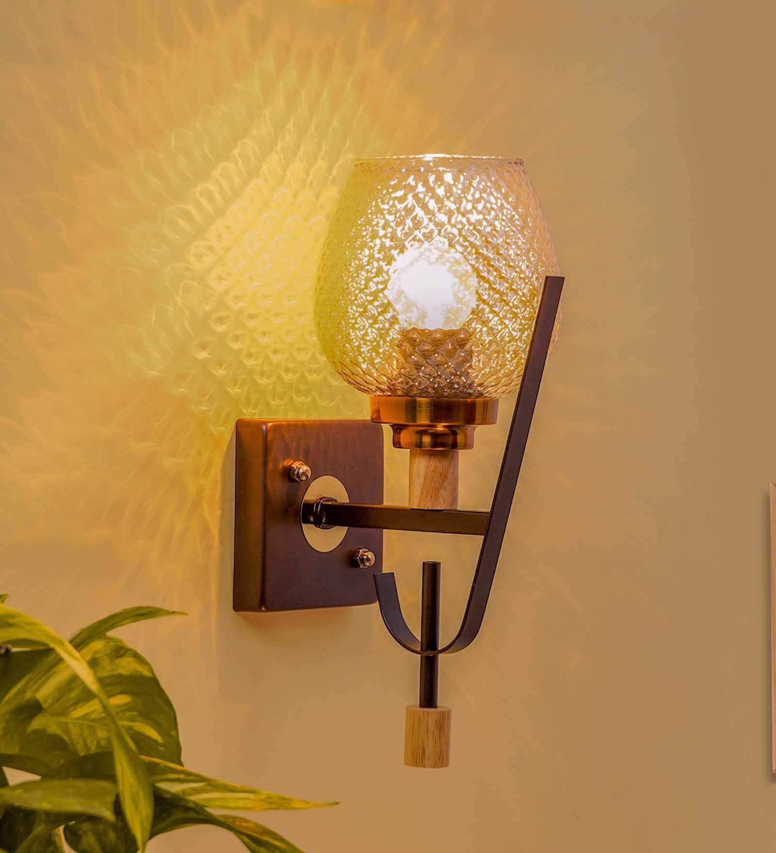 Elizabeth Single Light Brown Glass Wall Light