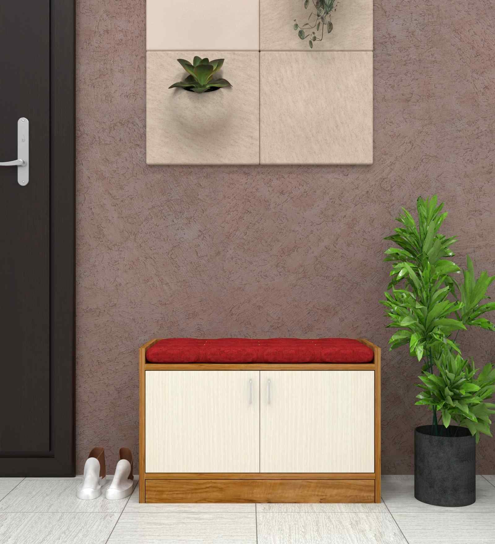 Ella 2 Door Multipurpose Cabinet with Cushion in Highland Pine & Plateau Apple Finish