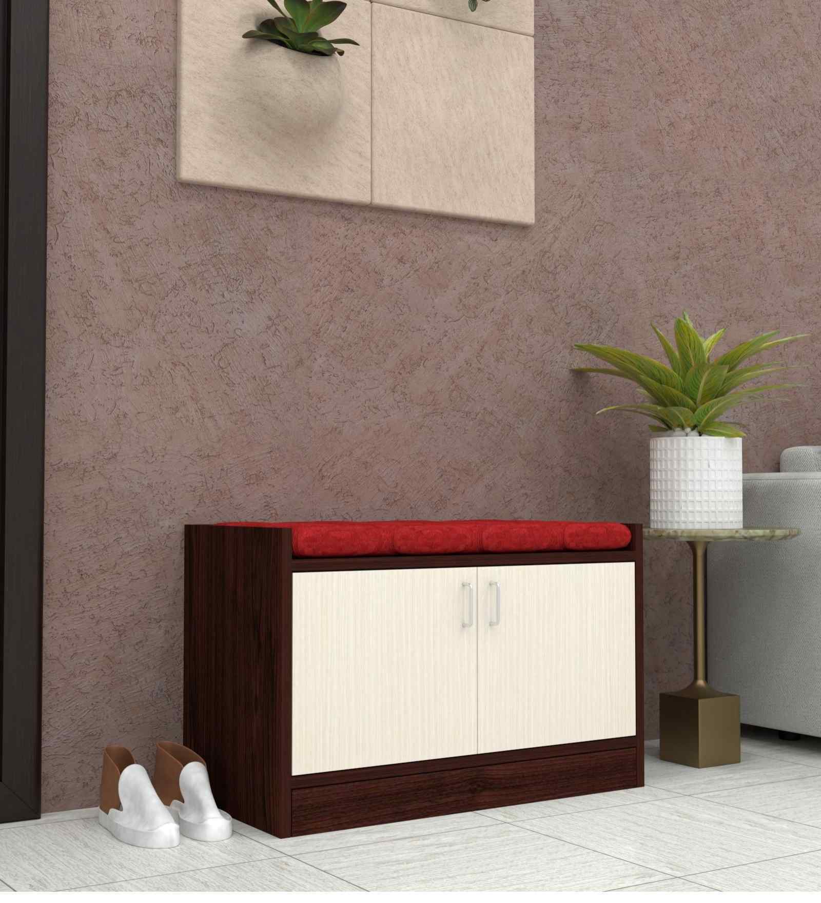 Ella 2 Door Multipurpose Cabinet with Cushion in Highland Pine & Rose Wood Finish