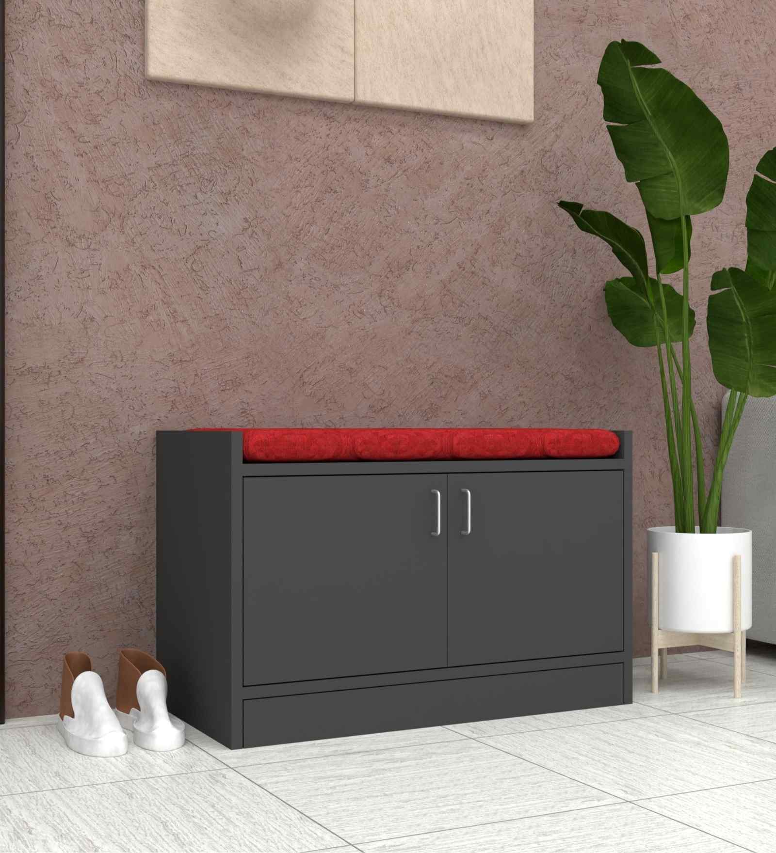 Ella 2 Door Multipurpose Cabinet with Cushion in Slate Grey Finish