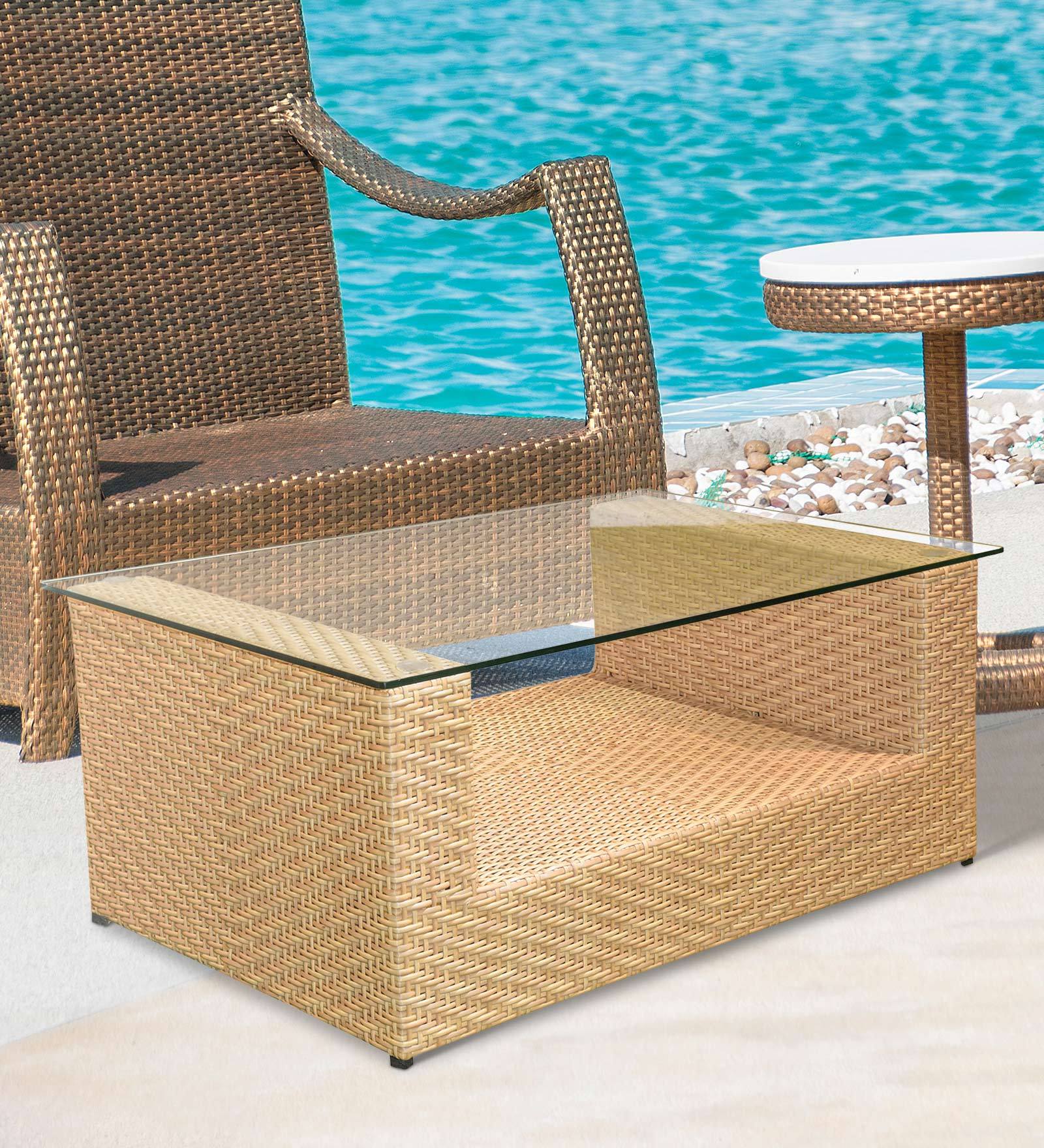 Buy Ellena Wicker Outdoor Coffee Table in Beige Colour at 8 OFF by