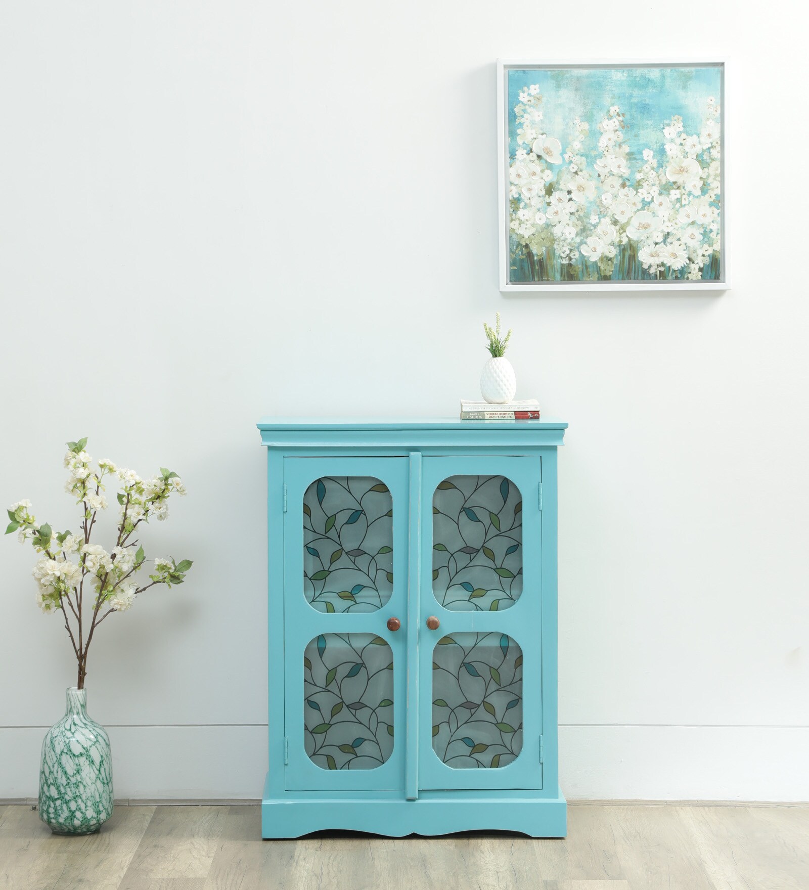 Eloy Solid Wood Cabinet In Blue Colour