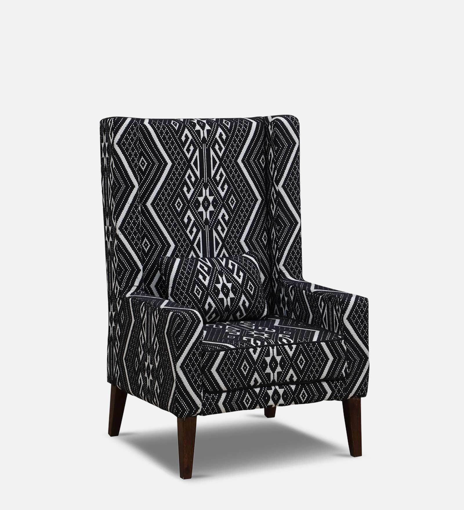 Elton Wing Chair With Black & White Upholstery