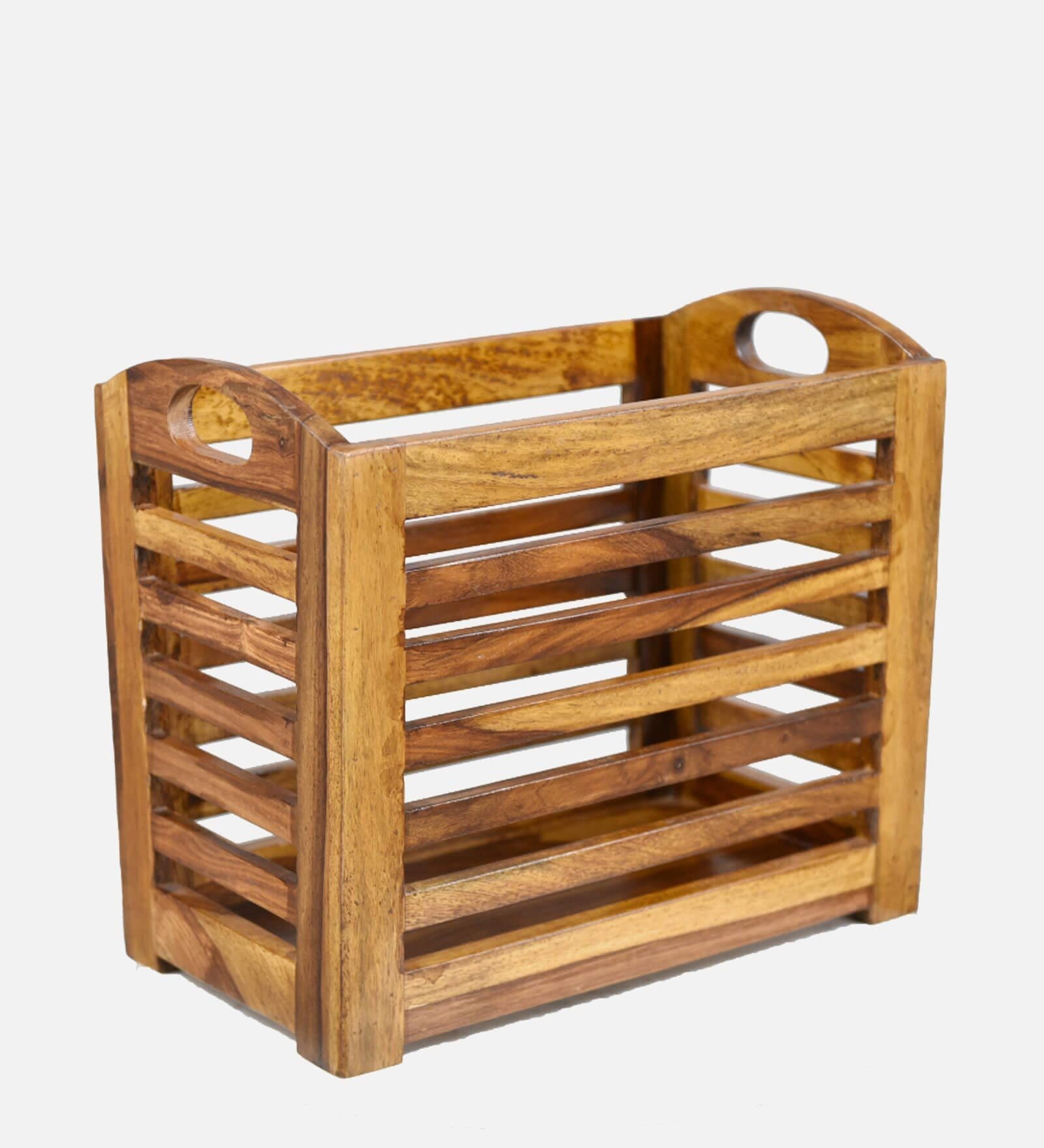 Elvin Sheesham Wood Magazine Rack In Brown Colour