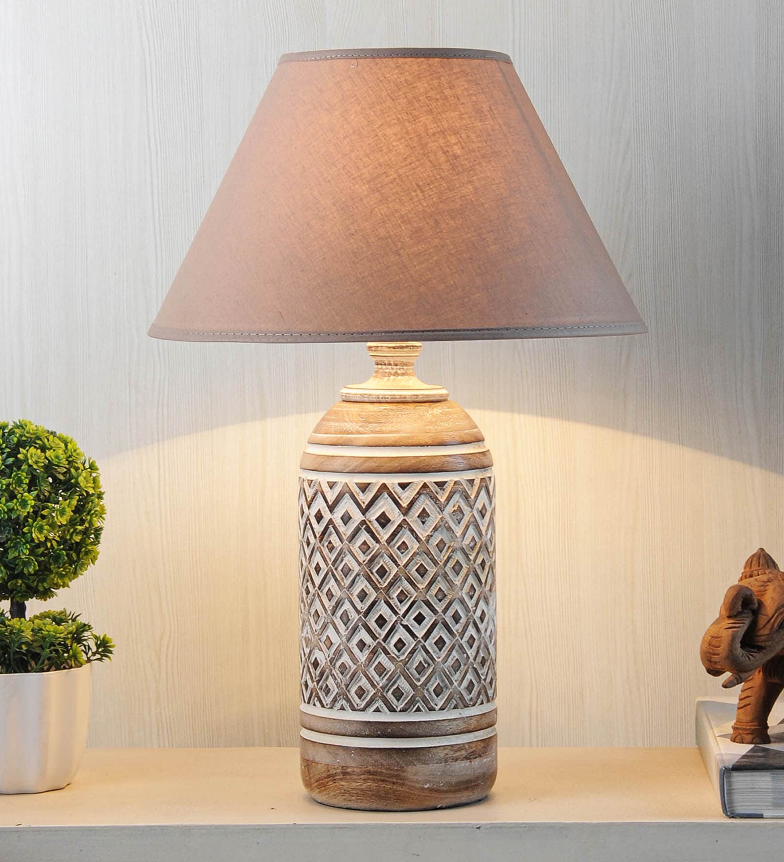 Elvis Beige Shade Table Lamp With Cotton Base