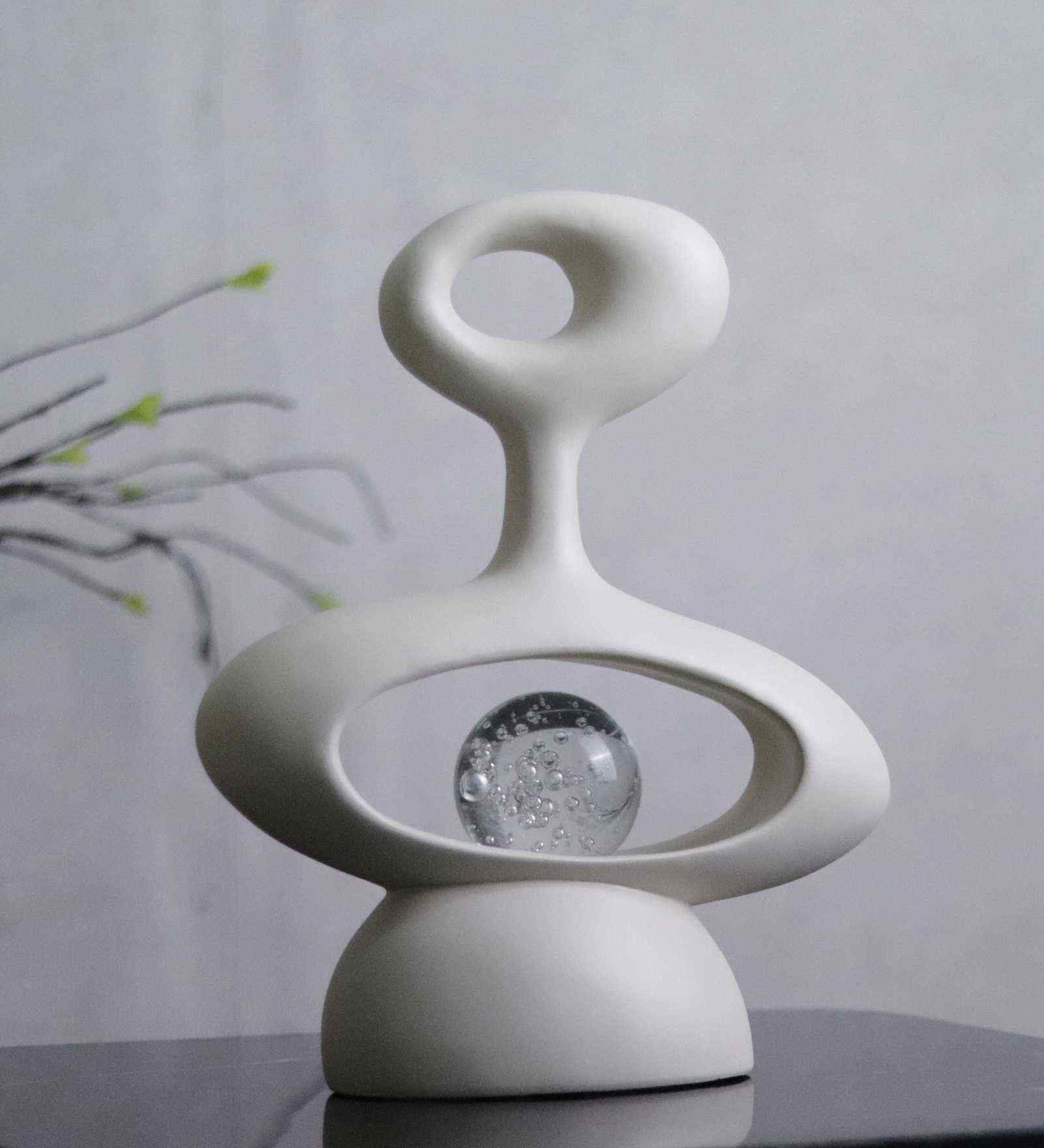 Elysian Resin Artifact with Crystal Ball (White)