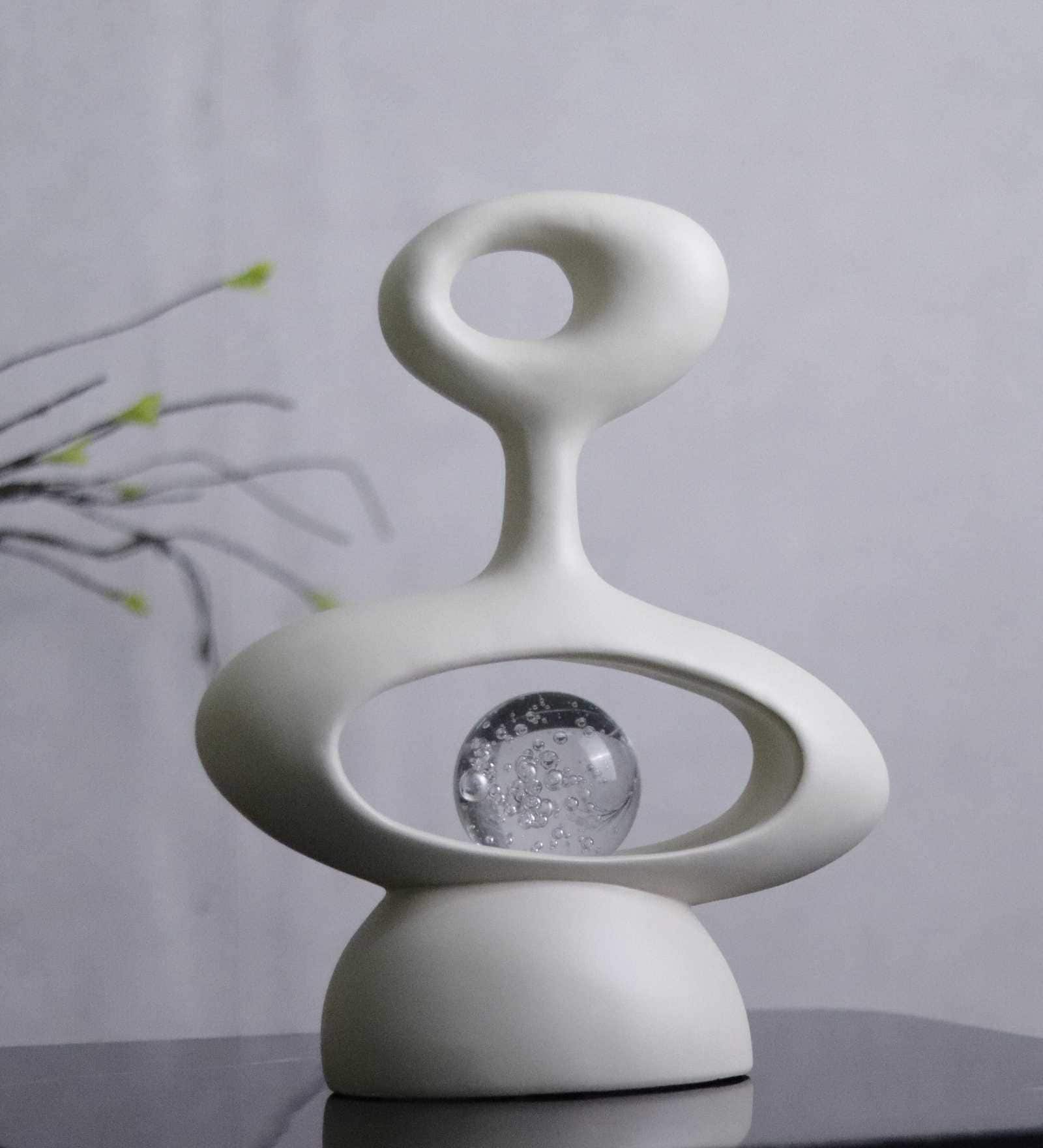 Elysian Resin Artifact with Crystal Ball (White)