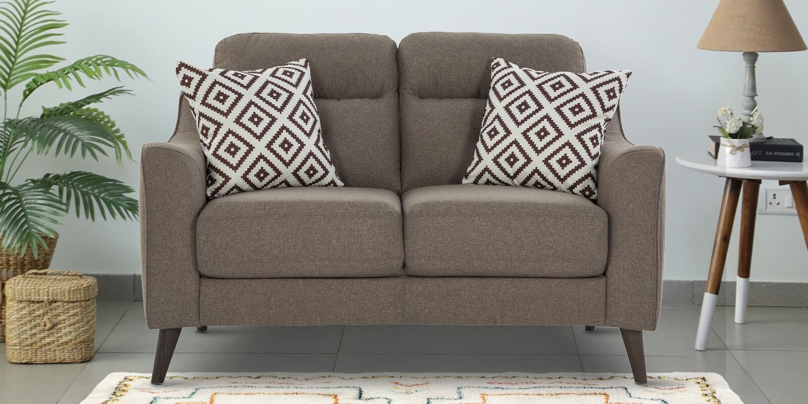 EL Paso Fabric 2 Seater Sofa in Brown Colour