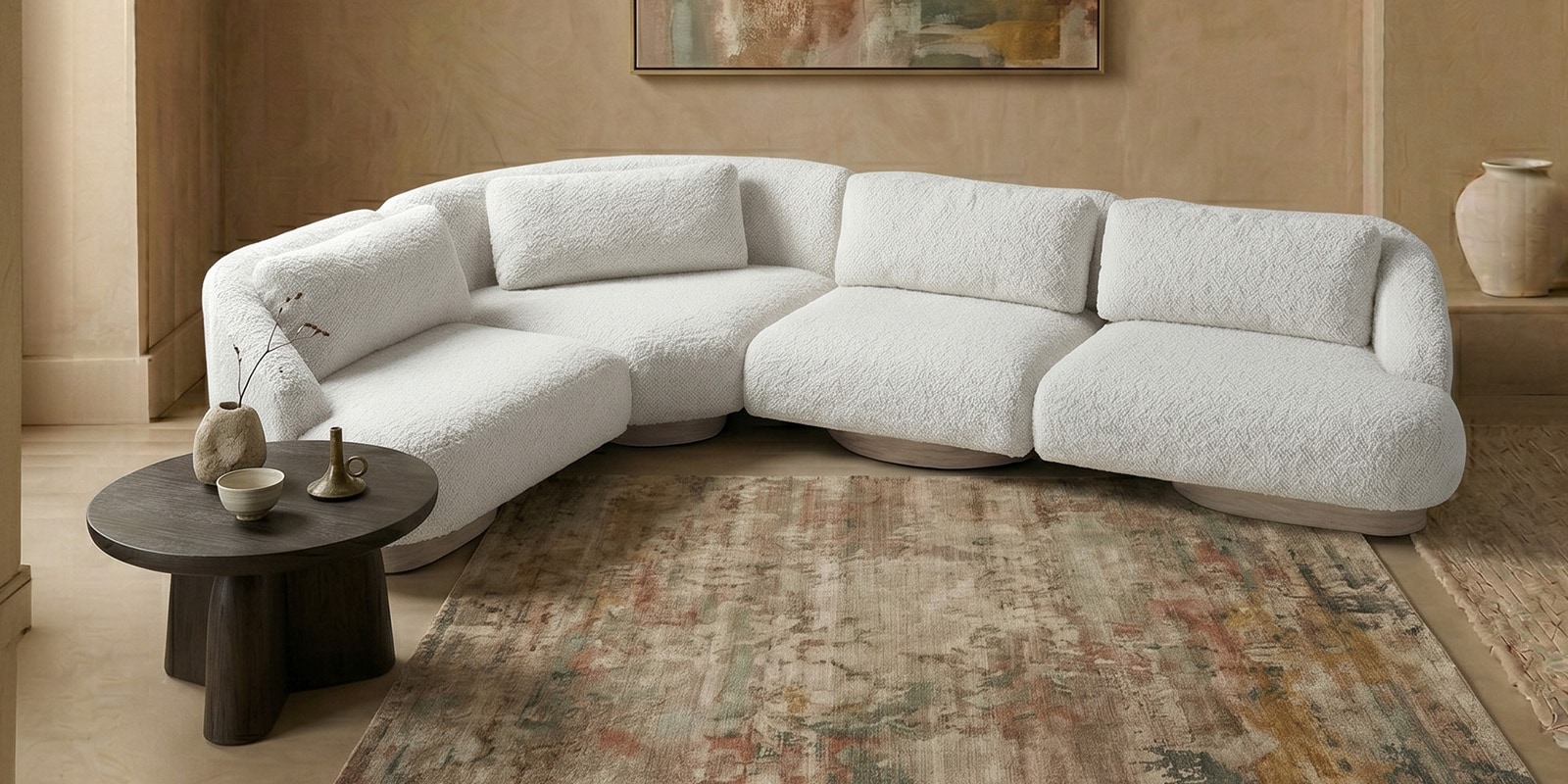 Elaris Rhs 3 Seater Sofa In Off White Colour