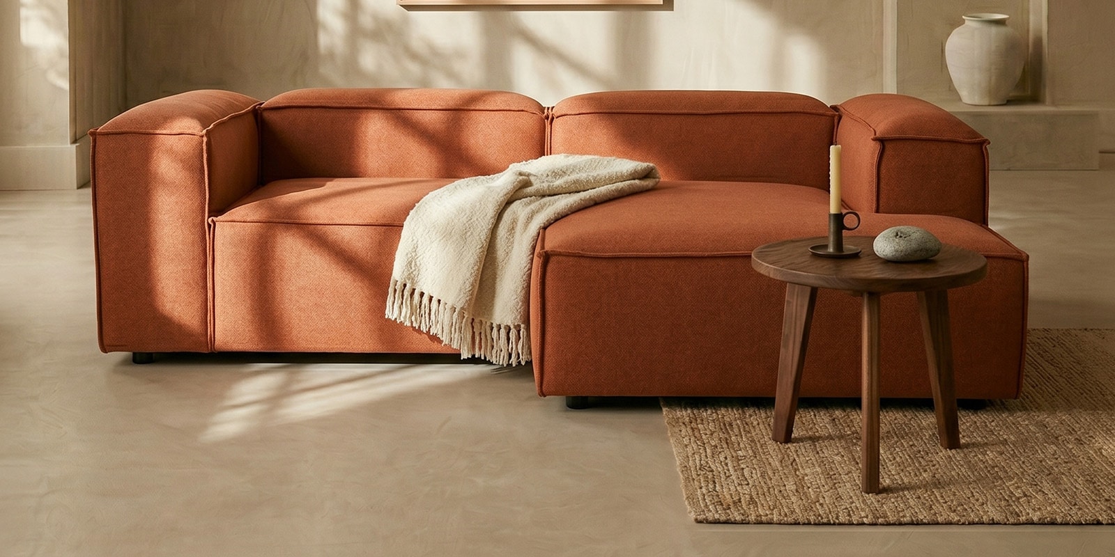 Elegant Edge 2 Seater LHS Sofa In Tan Color