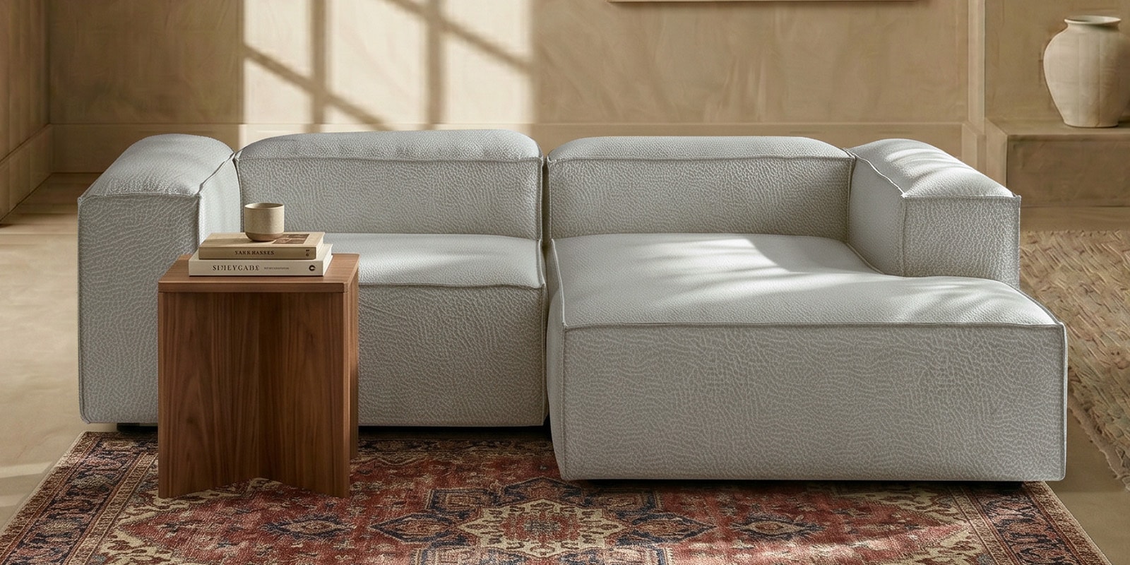 Elegant Edge 2 Seater Versatile LHS L Shaped Sofa In Dark Grey Color
