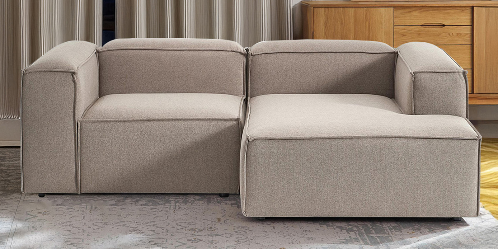 Elegant Edge 2 Seater Versatile LHS L Shaped Sofa In Grey Color