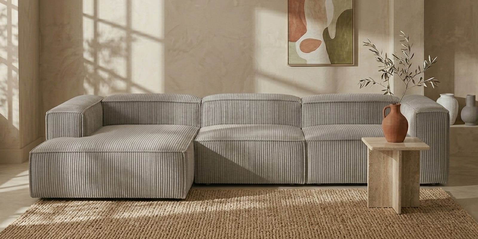 Elegant Edge 3 Seater RHS Sofa In Grey Color