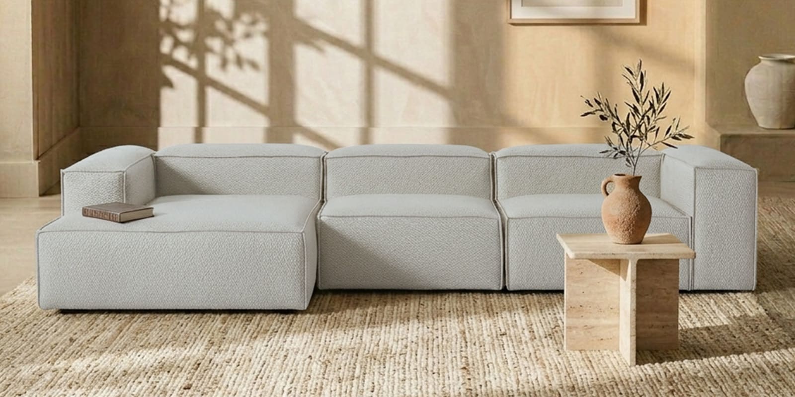 Elegant Edge 3 Seater RHS Sofa In Dark Grey Color