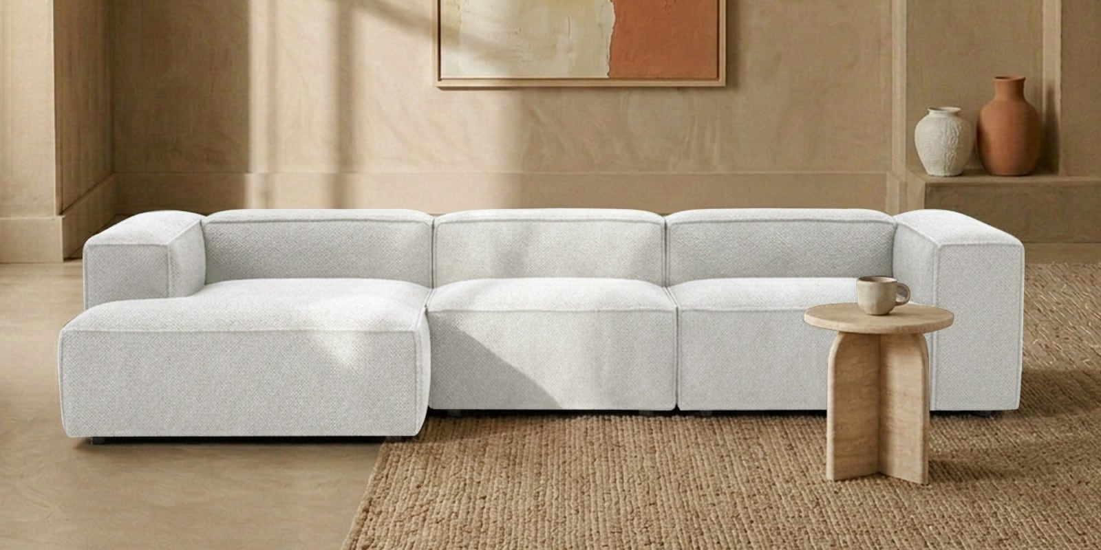 Elegant Edge 3 Seater RHS L Shaped Sofa In Mouse Grey Color