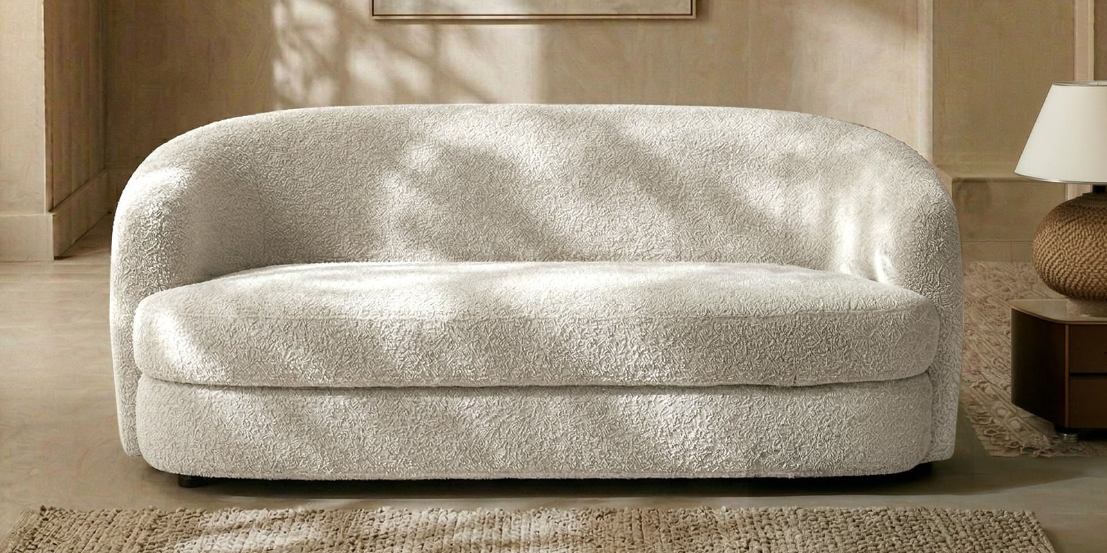 Elegant Ensemble Boucle 2 Seater Sofa In Beige Colour