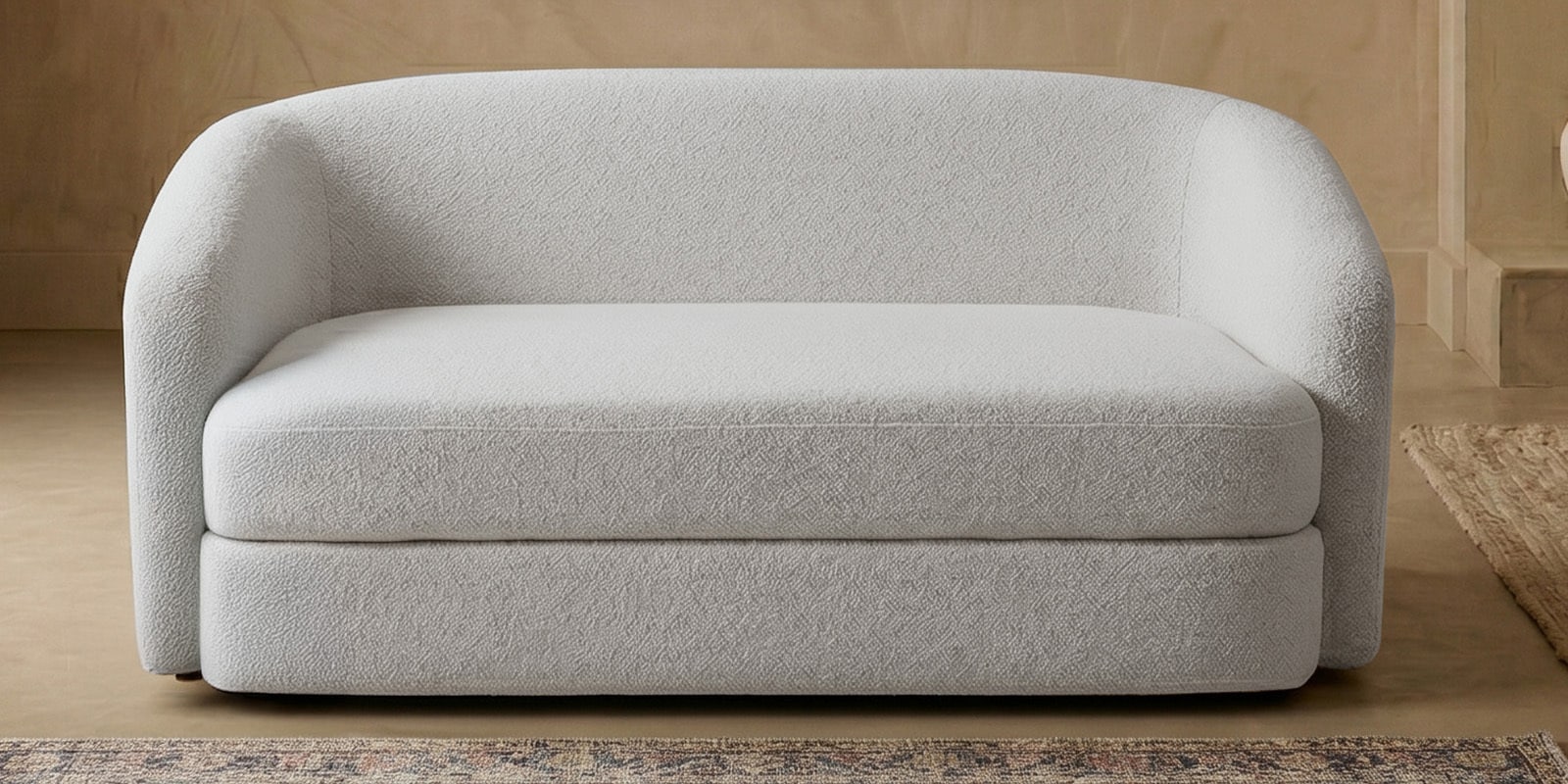 Elegant Ensemble Boucle 2 Seater Sofa In Cream Colour