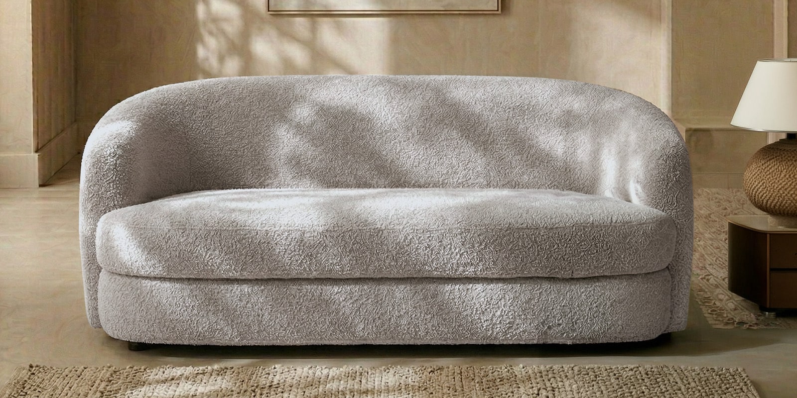 Elegant Ensemble Boucle 2 Seater Sofa In Grey Colour