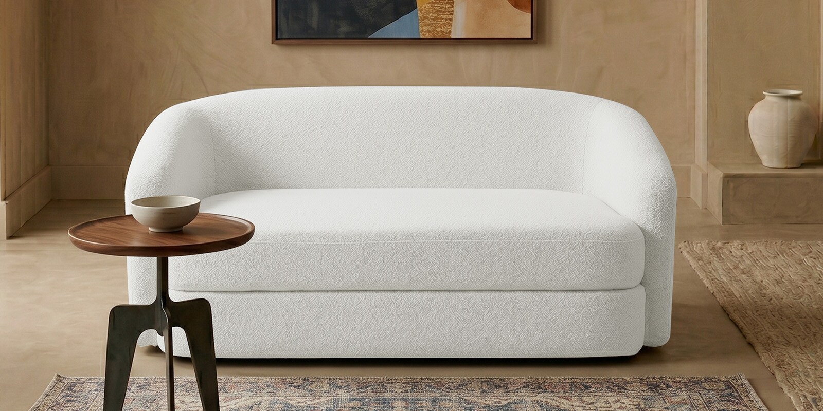 Elegant Ensemble Boucle 2 Seater Sofa In Mouse Grey Colour Elegant Ensemble Boucle 2 Seater Sofa In Mouse Grey Colour