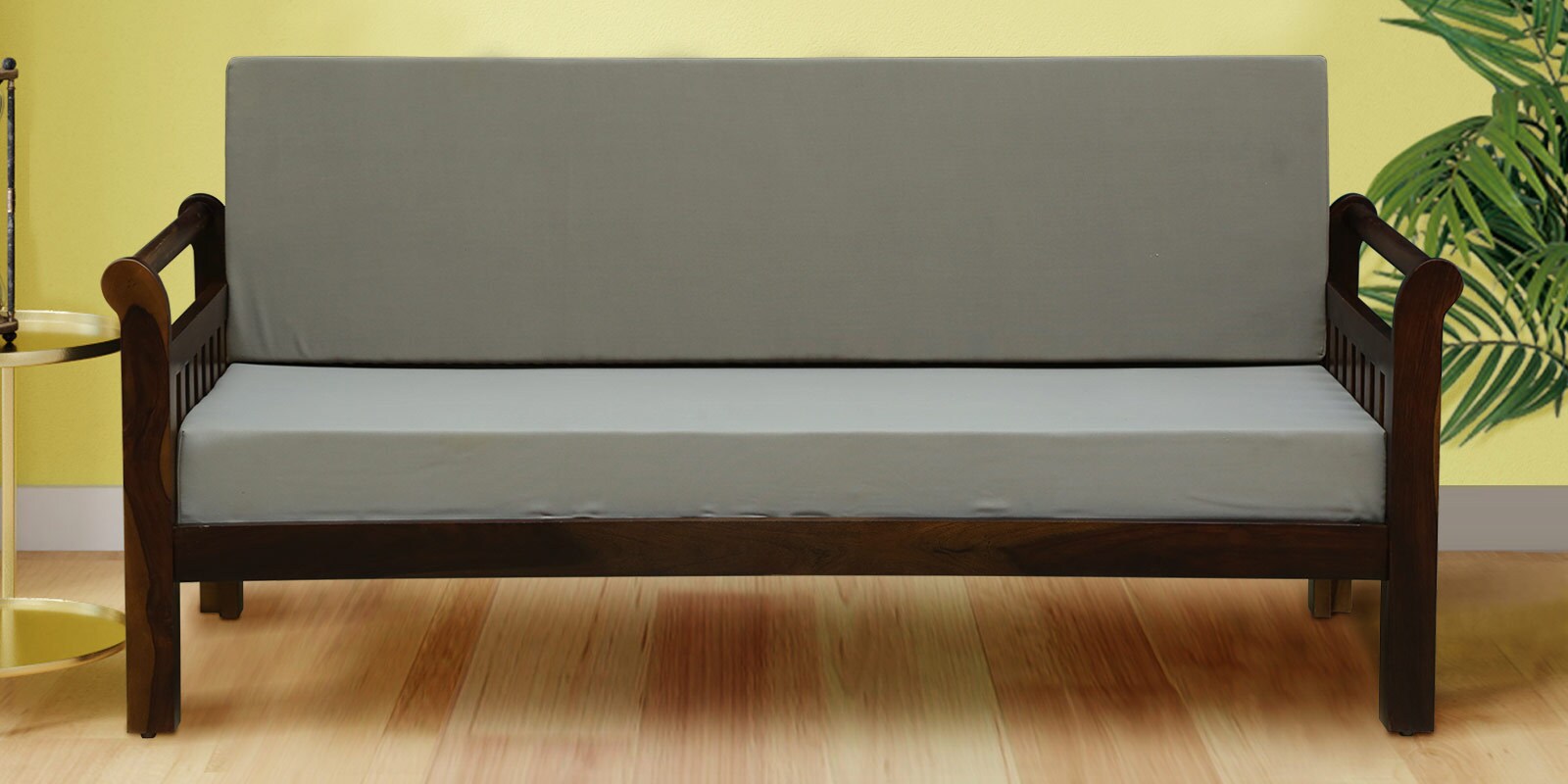 Buy Elegante Solid Wood 3 Seater Sofa in Provincial Teak Finish By